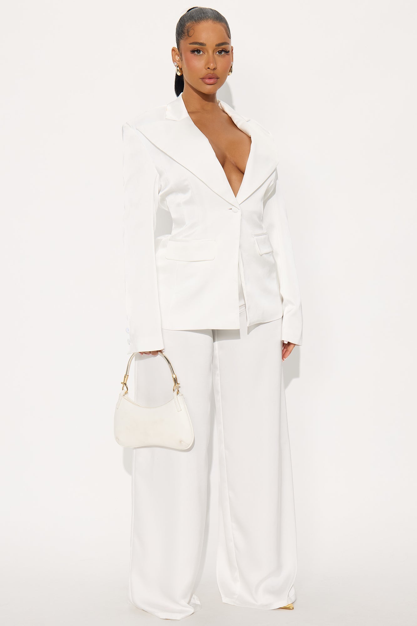 Blaire Open Back Blazer Pant Set - White