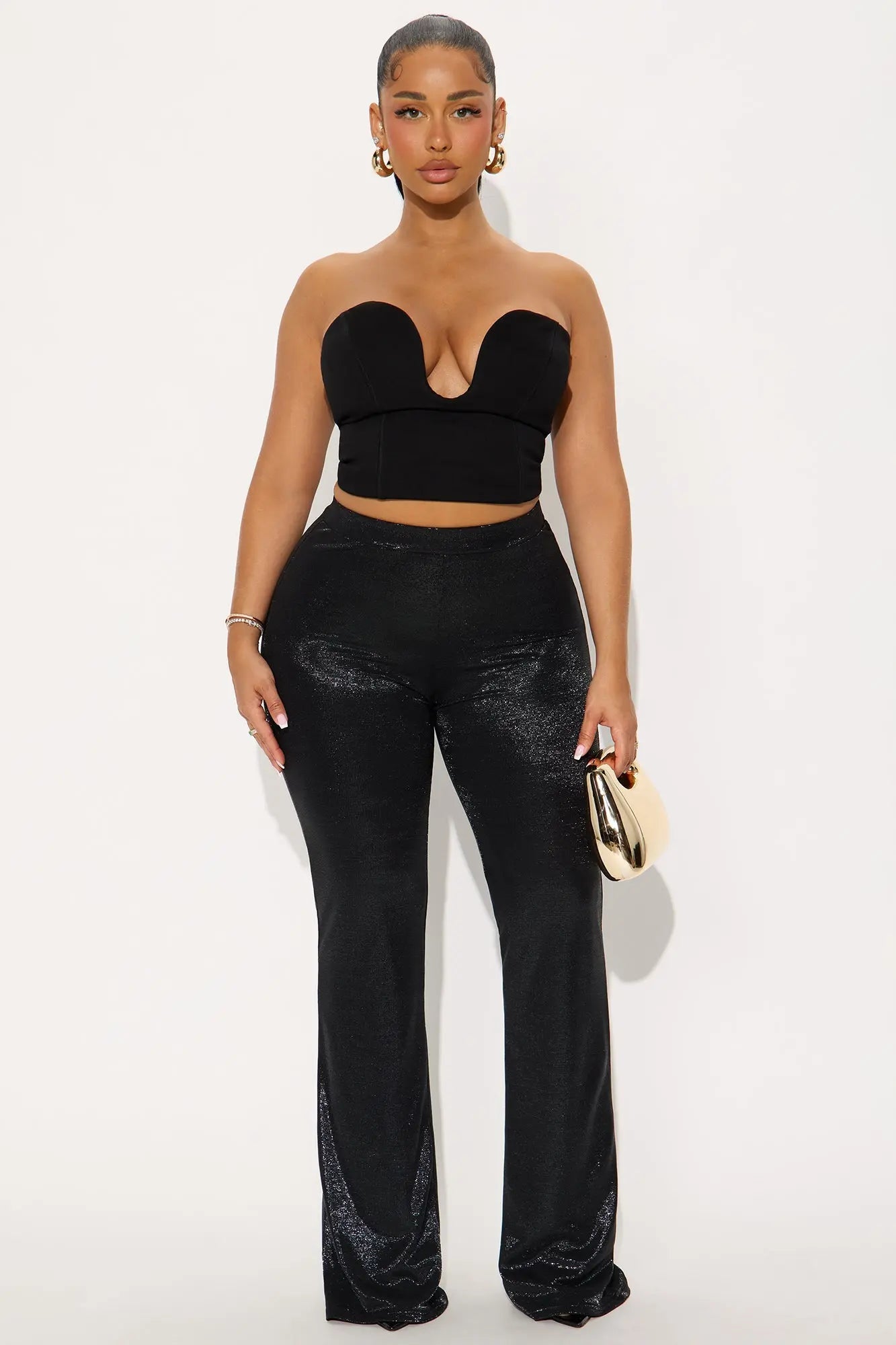 Star Of The Night Shimmer Flare Pant 33″ - Black