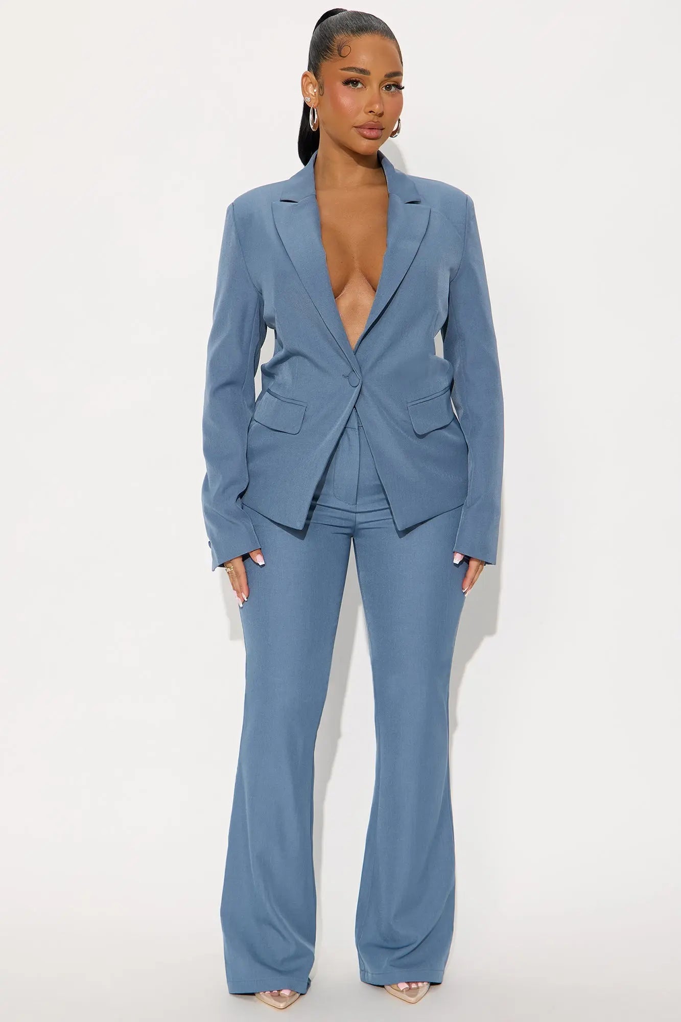 Breaking Even Flare Trouser - Slate Blue