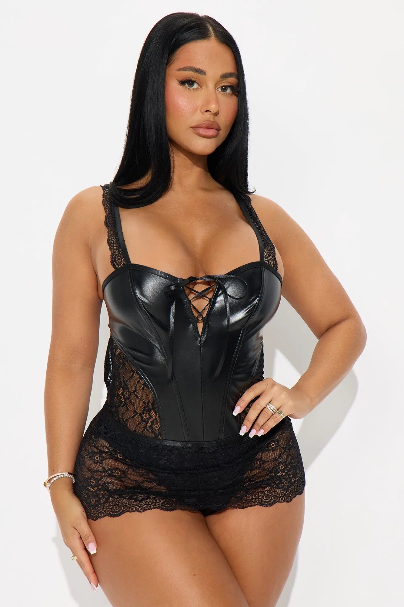 Sweet Nothings Lace Corset Dress - Black