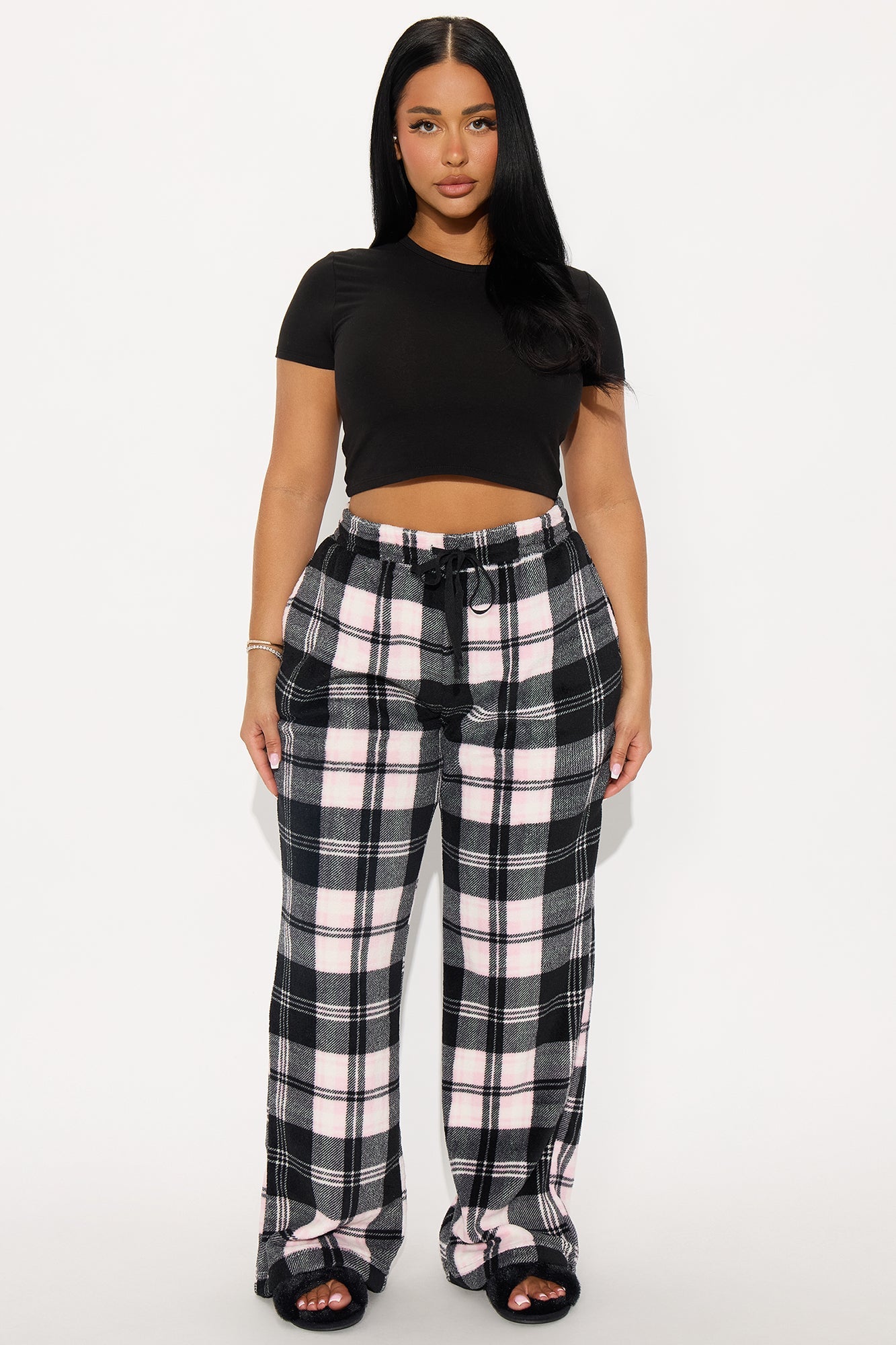 Staying Warm Plush PJ Pants - Black/Pink
