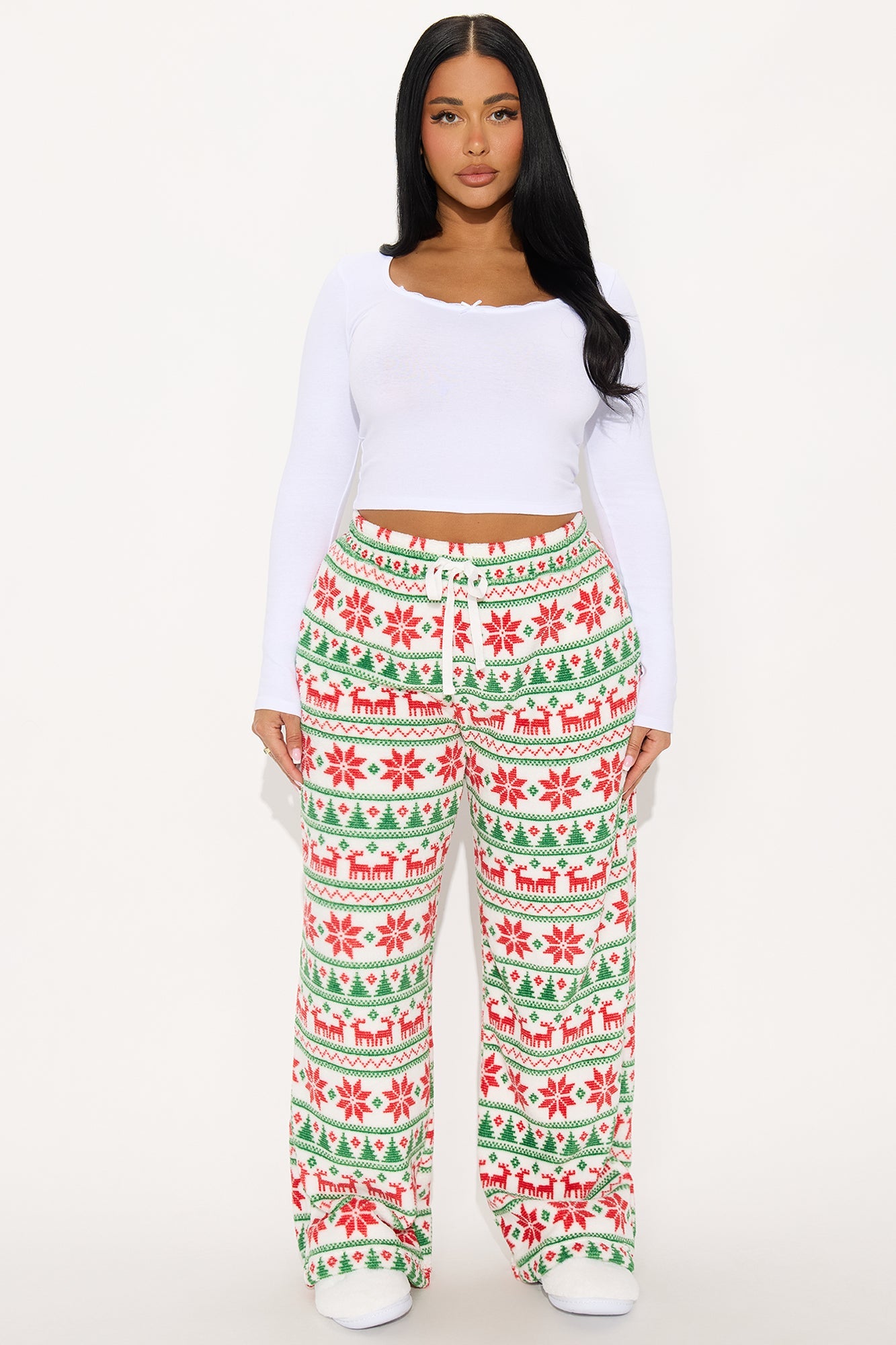 Feels Like Christmas Matching Family Plush PJ Pants - White/combo