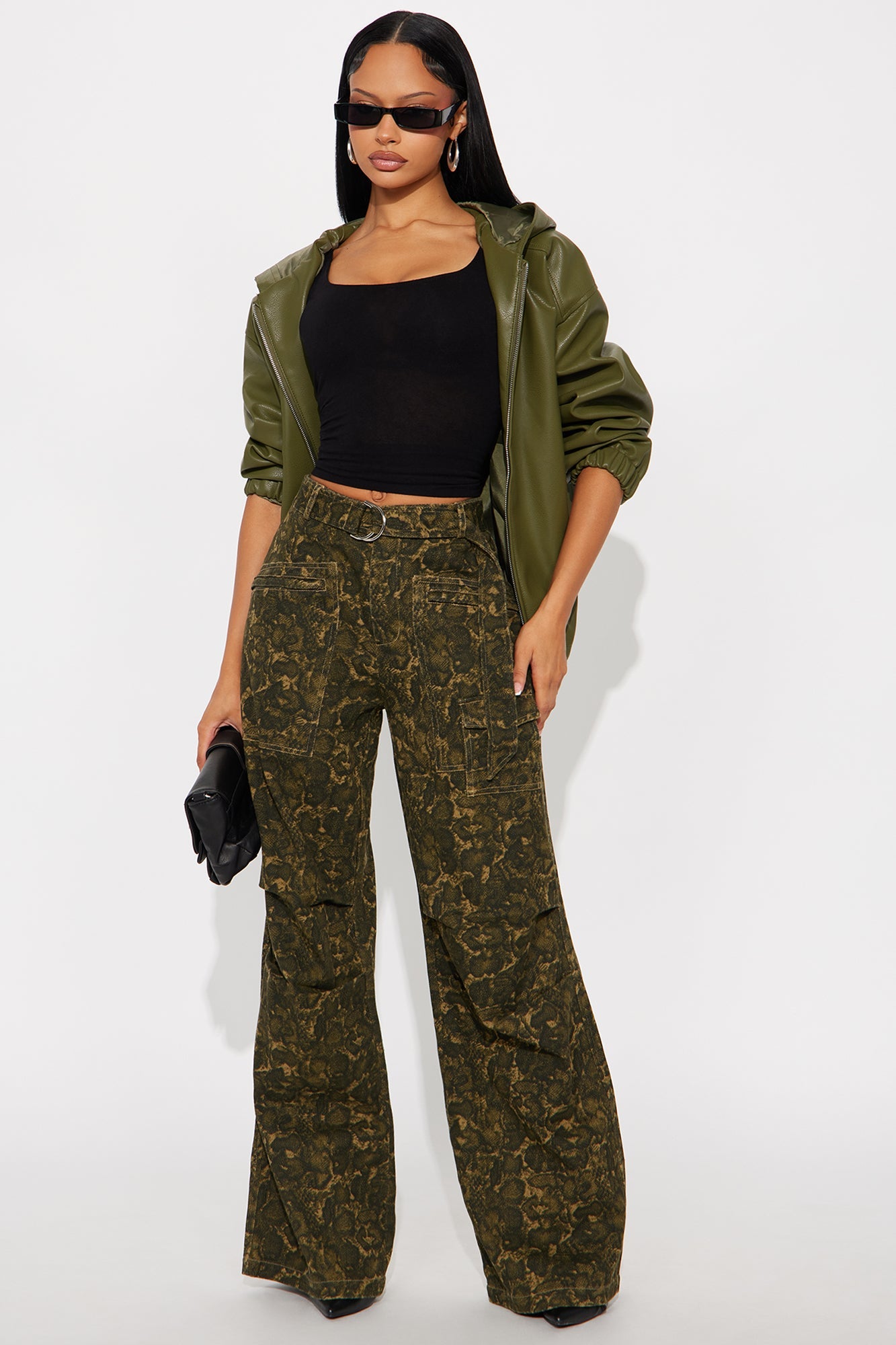 No Other Choice Twill Rigid Wide Leg Leopard Pant 32 - Leopard