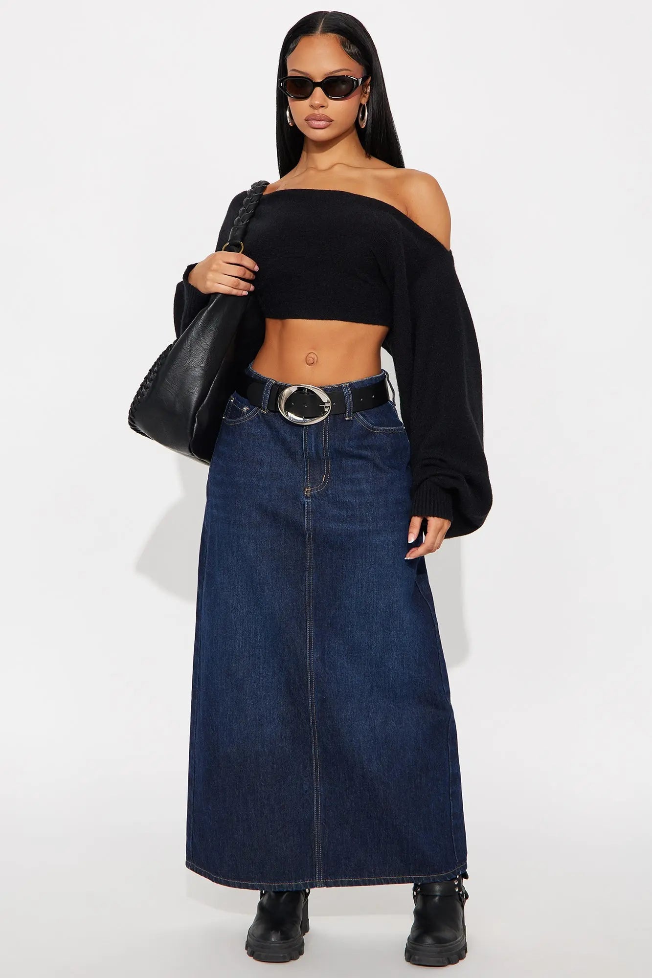 Mariah Dark Wash Denim Maxi Skirt - Dark Wash