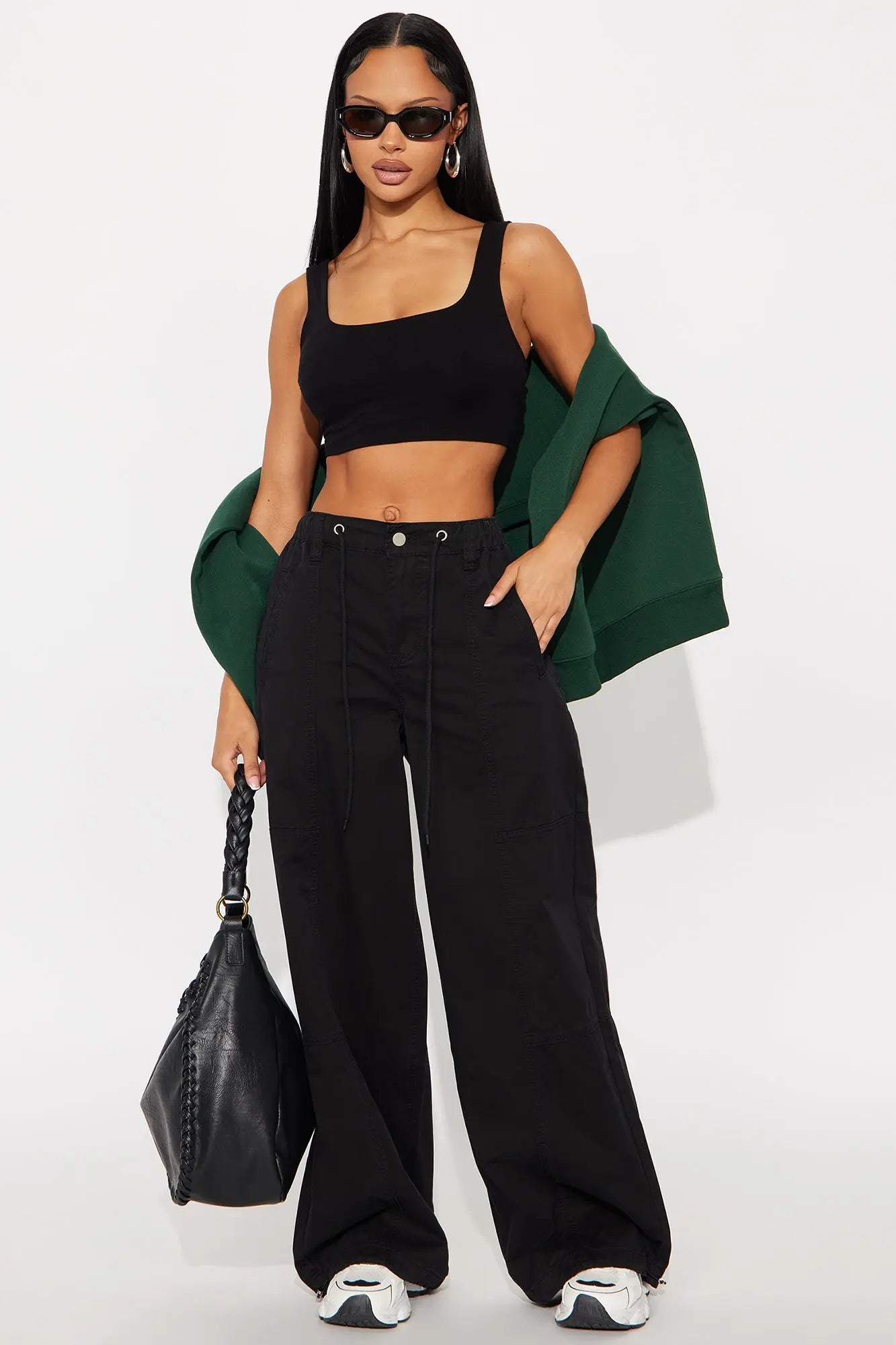 Olivia Wide Leg Jogger - Black Wash