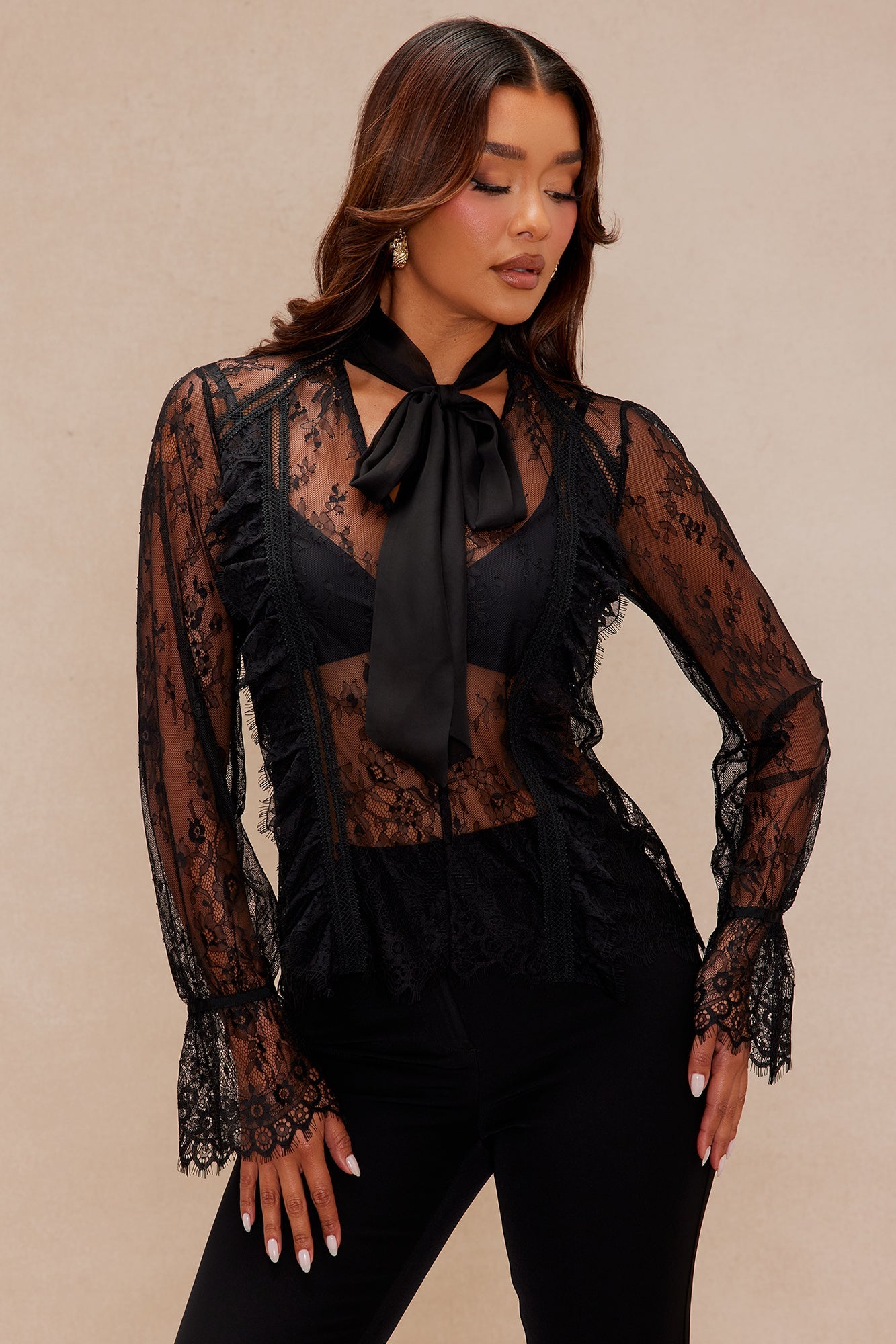 Maria Lace Blouse - Black