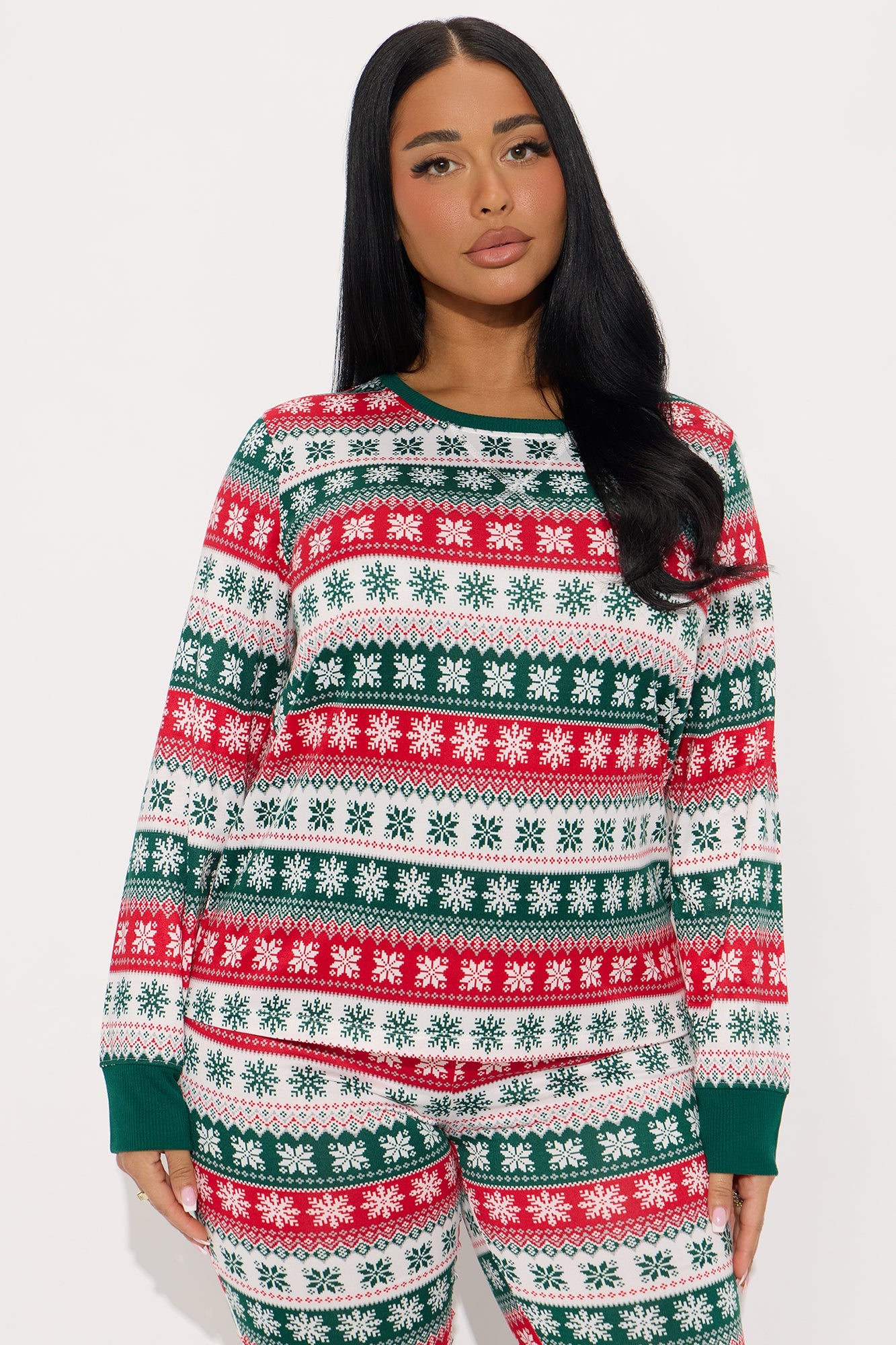 Merry Together Matching Family Long Sleeve PJ Jogger Set - Green/combo