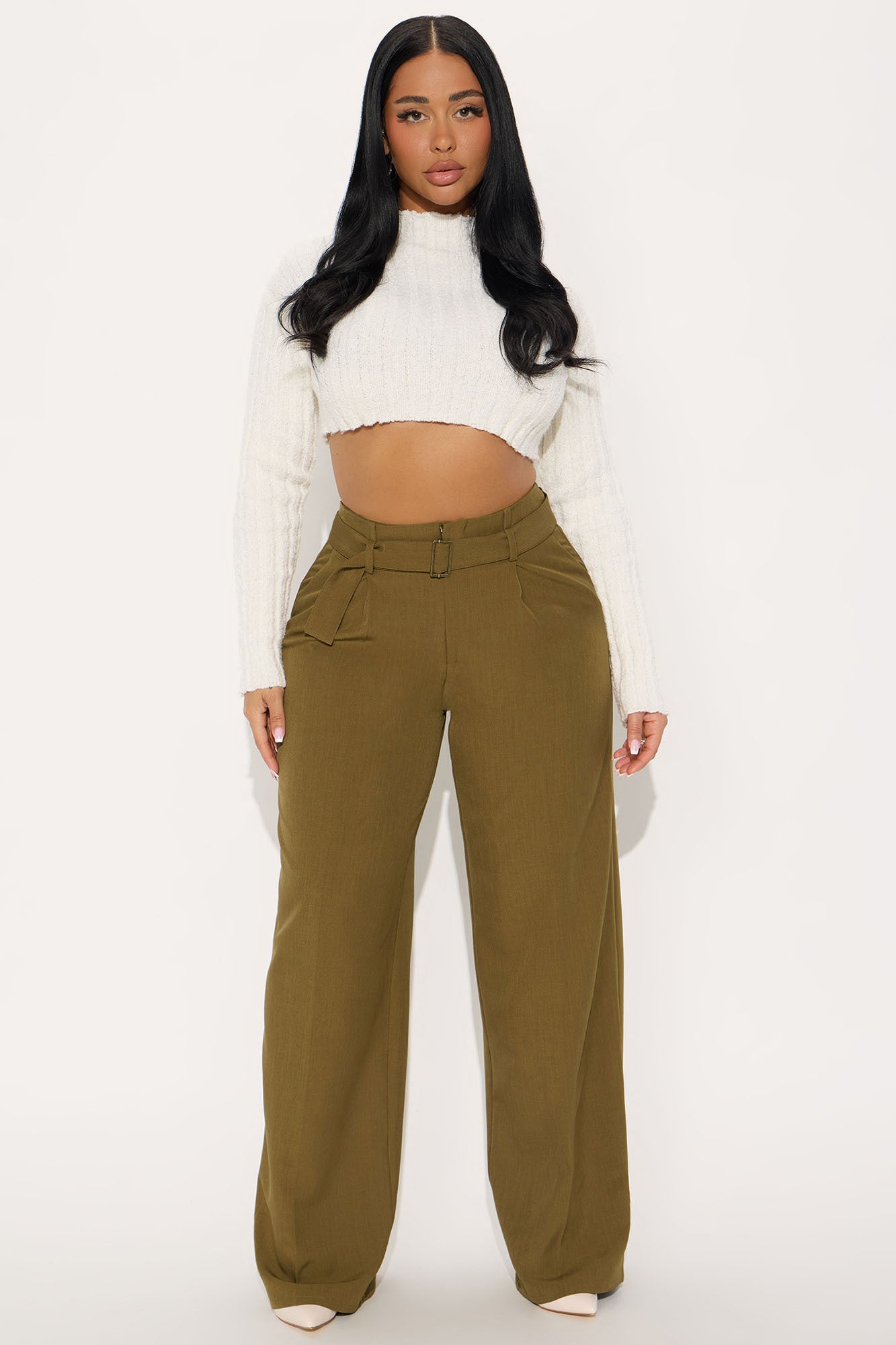 Power Moves Belted Trouser Pant 32″ - Olive