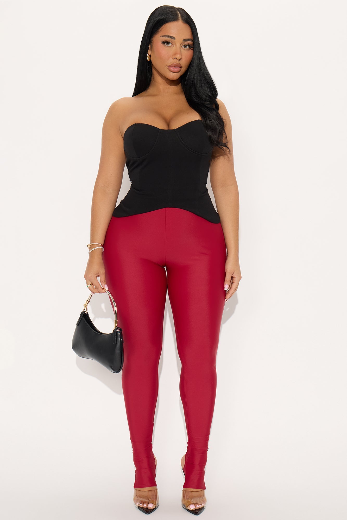 Sleek Statement High Rise Footed Legging - DarkRed