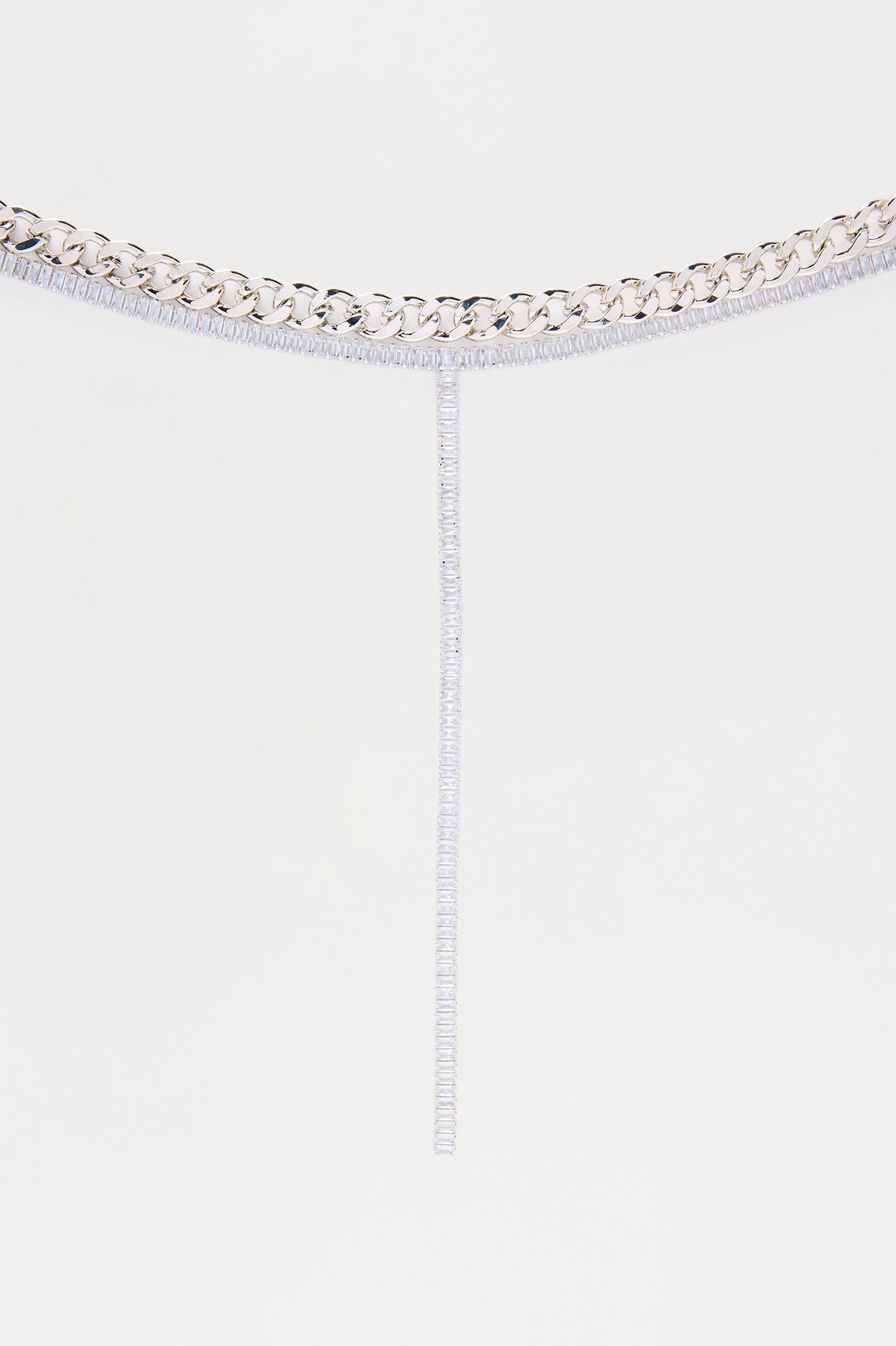 Chrome Crush Layered Lariat Necklace - Silver