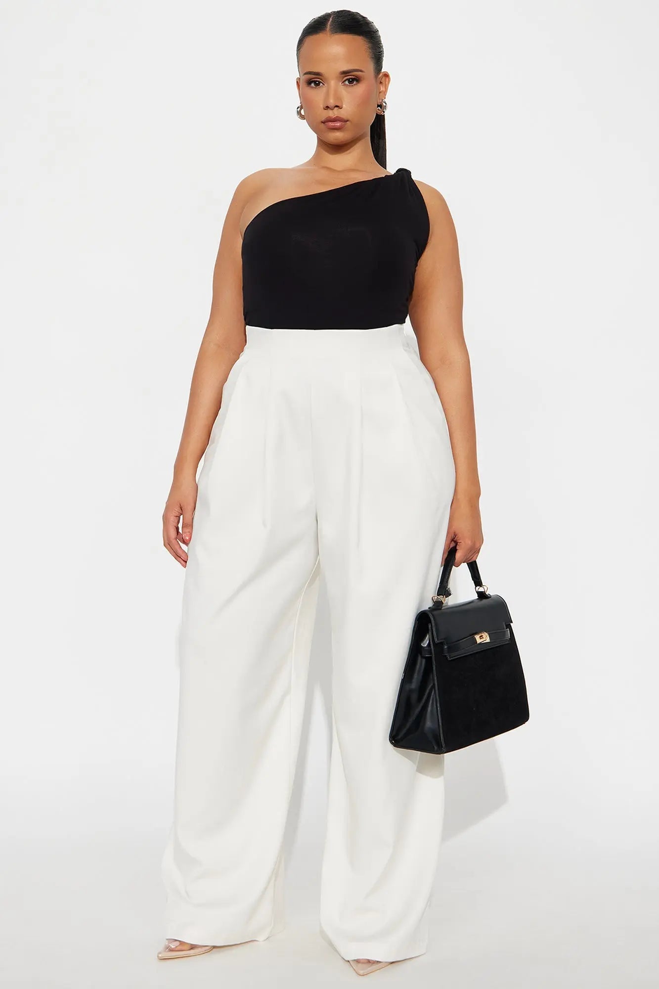 Nicole Wide Leg Trouser Pant 33 - Ivory