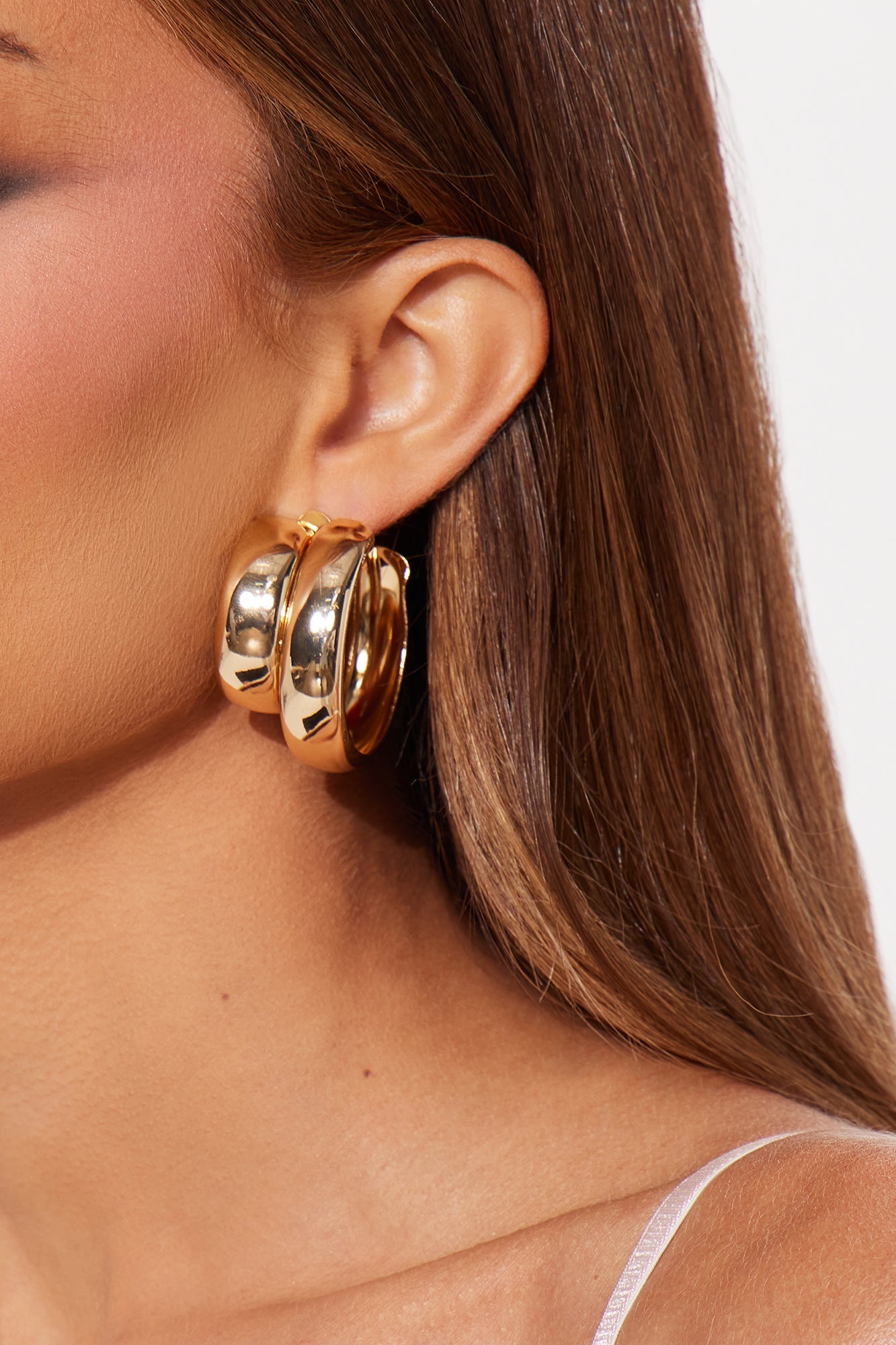 Twin Orbit Hoop Earrings - Gold
