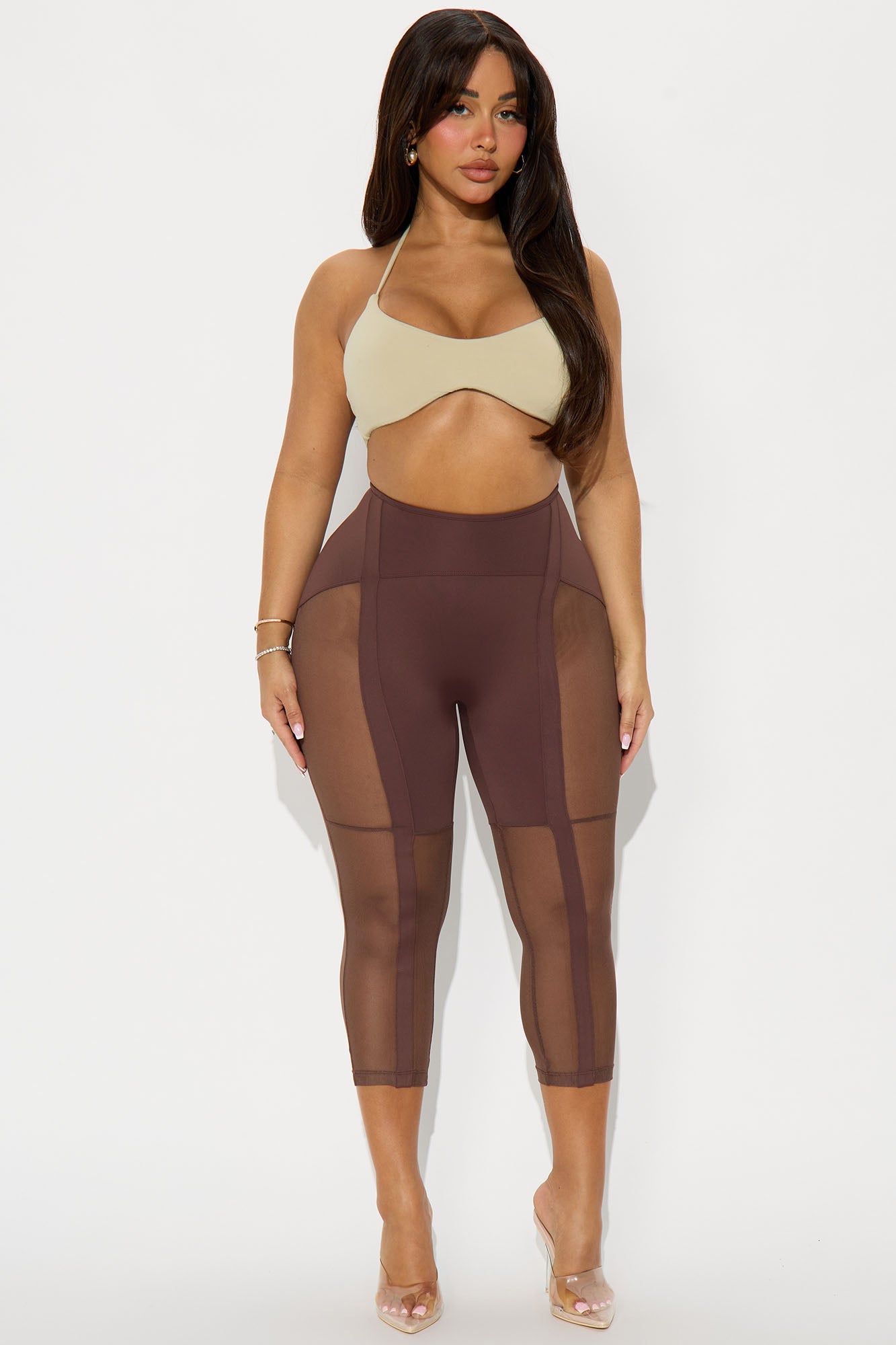 Ulterior Motives Mesh Cut Out Capri Legging - Chocolate