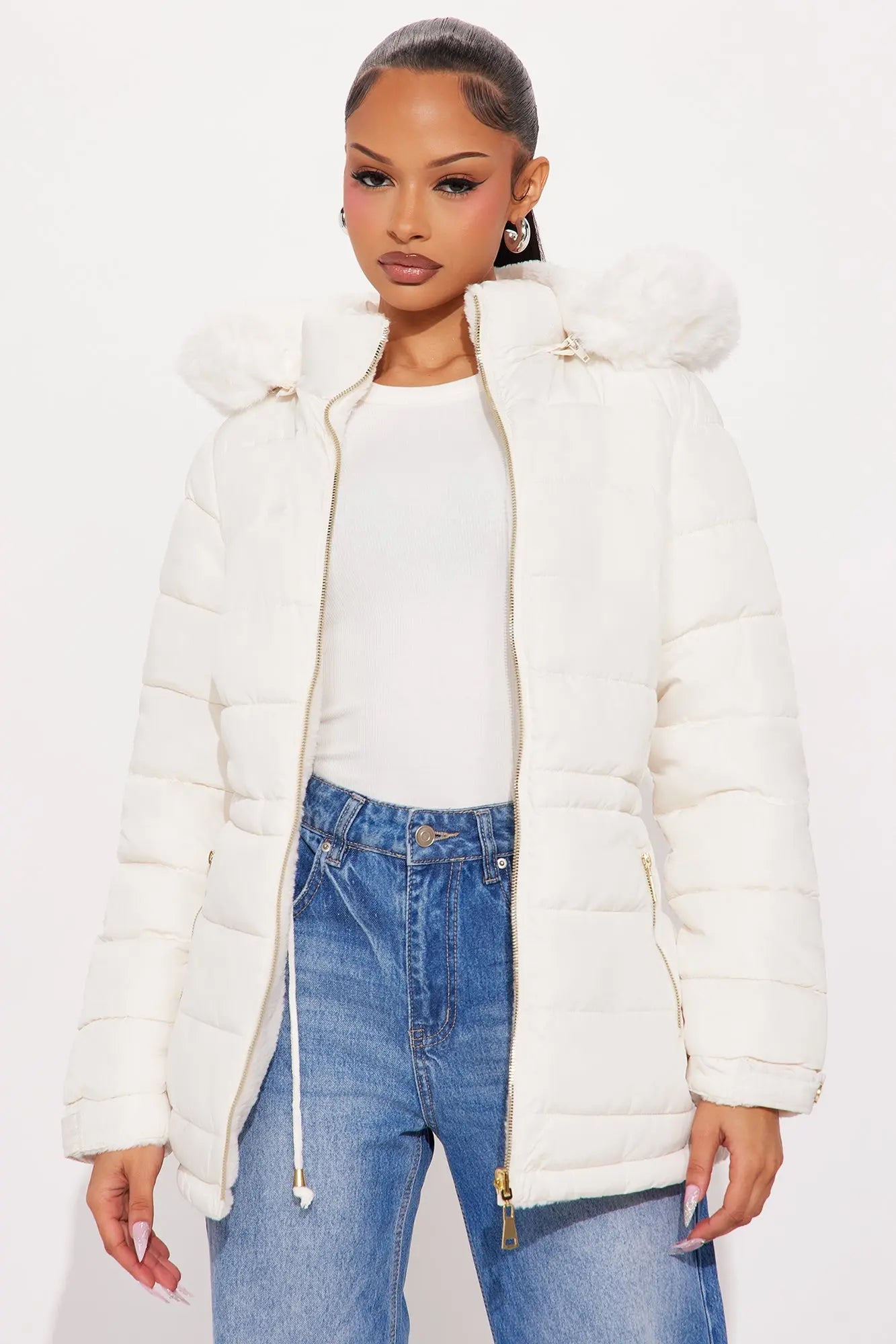 Fireplace Cozy Reversible Puffer Jacket - Ivory