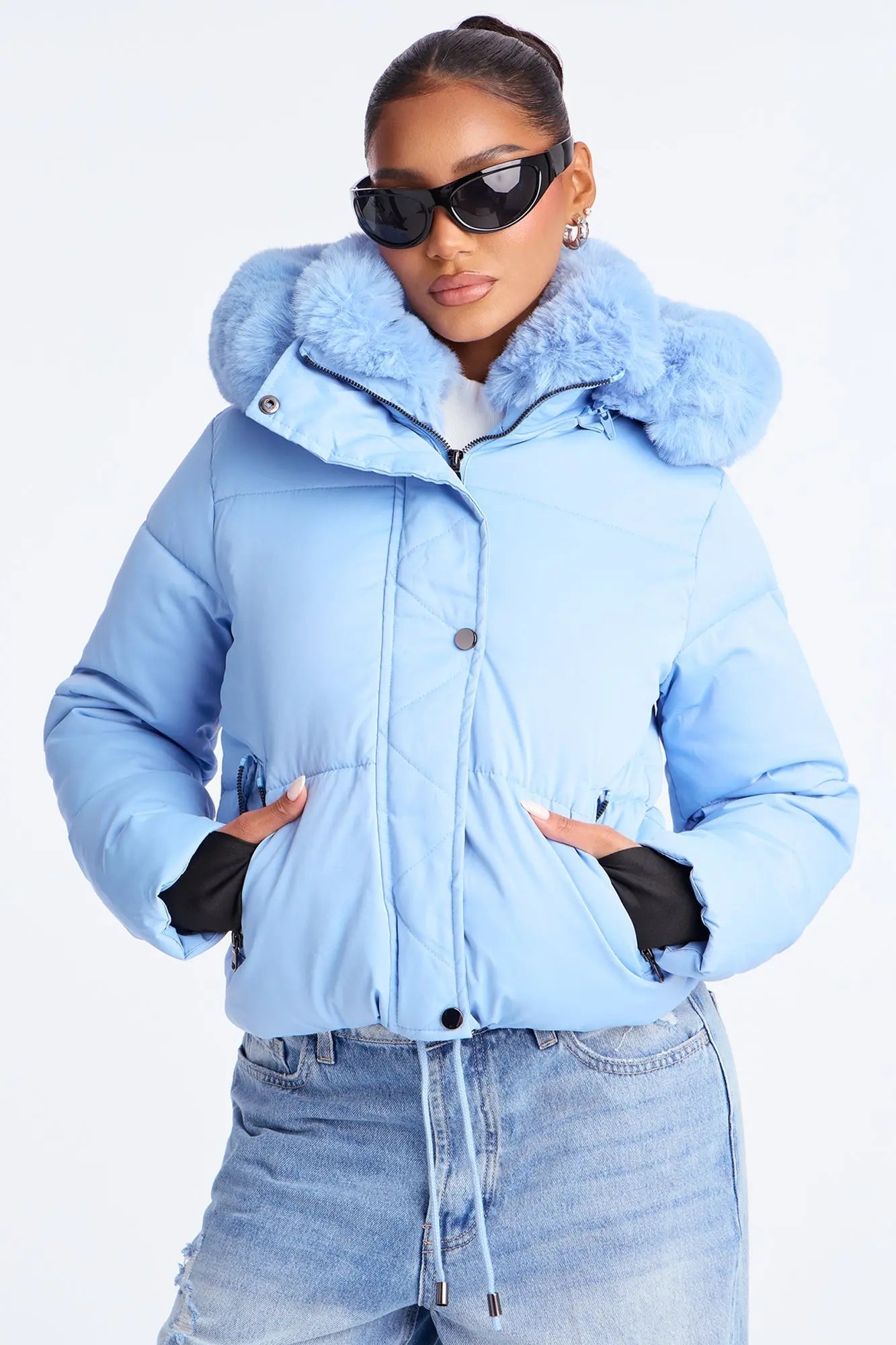 Put It On Ice Hooded Puffer Jacket - Blue