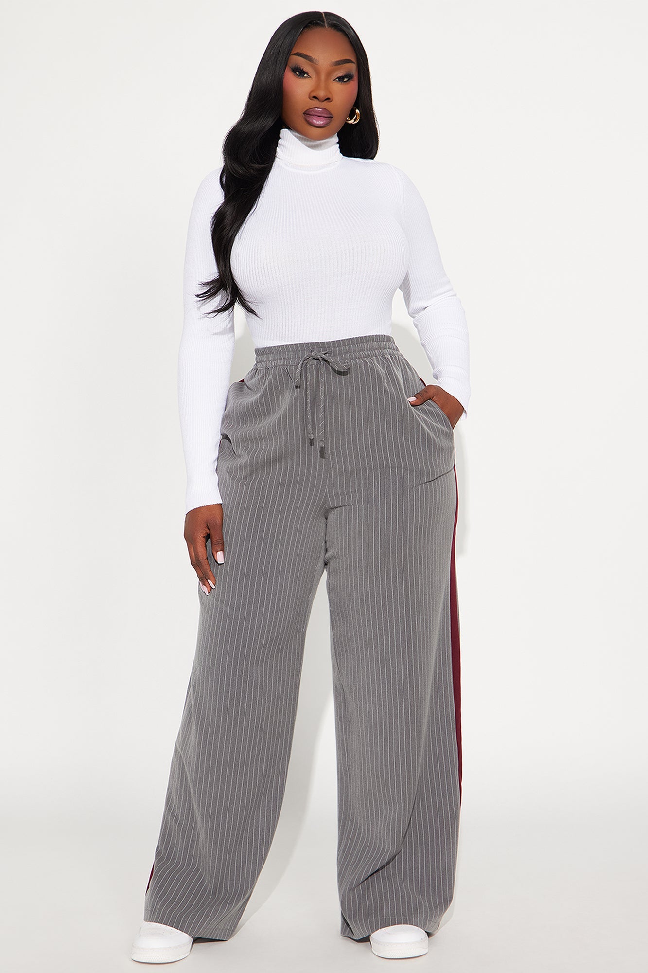 Case Closed Wide Leg Pant 32″ - Charcoal/combo