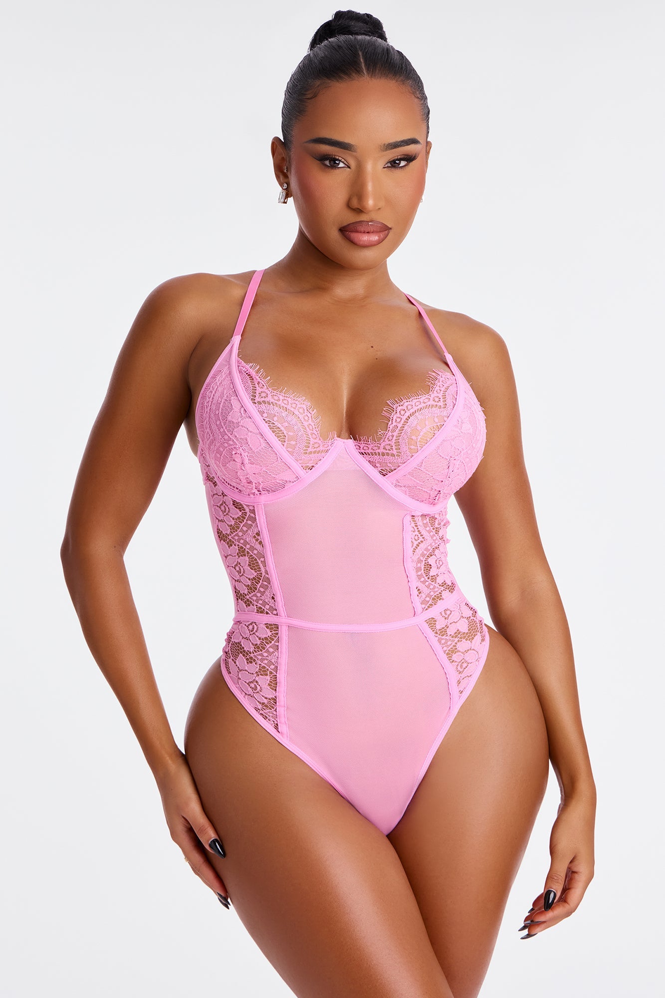 Make Them Stare Mesh Teddy - Pink