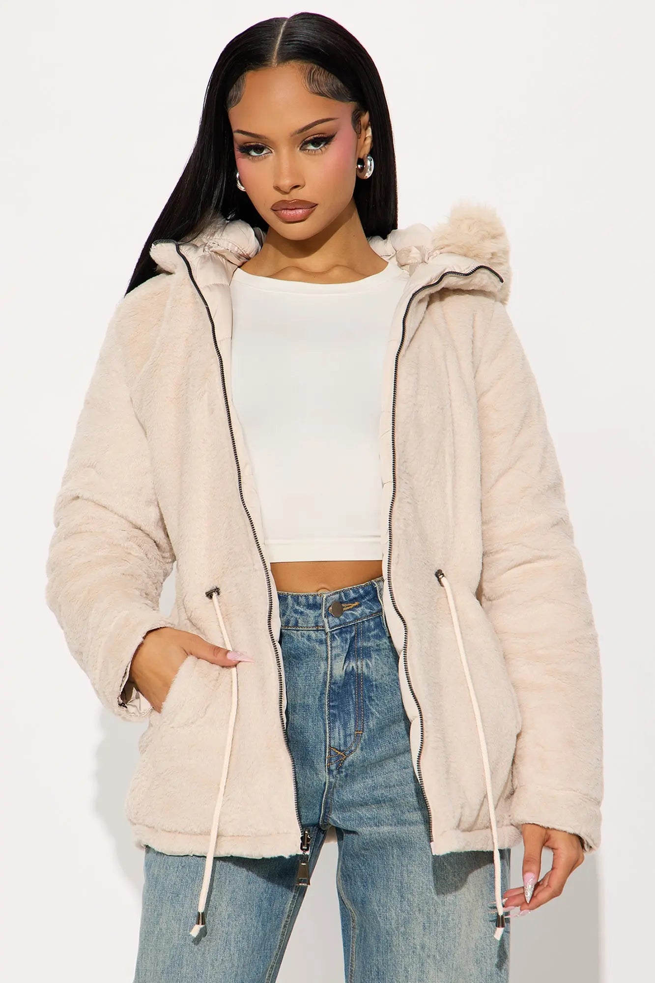 Fireplace Cozy Reversible Puffer Jacket - Sand