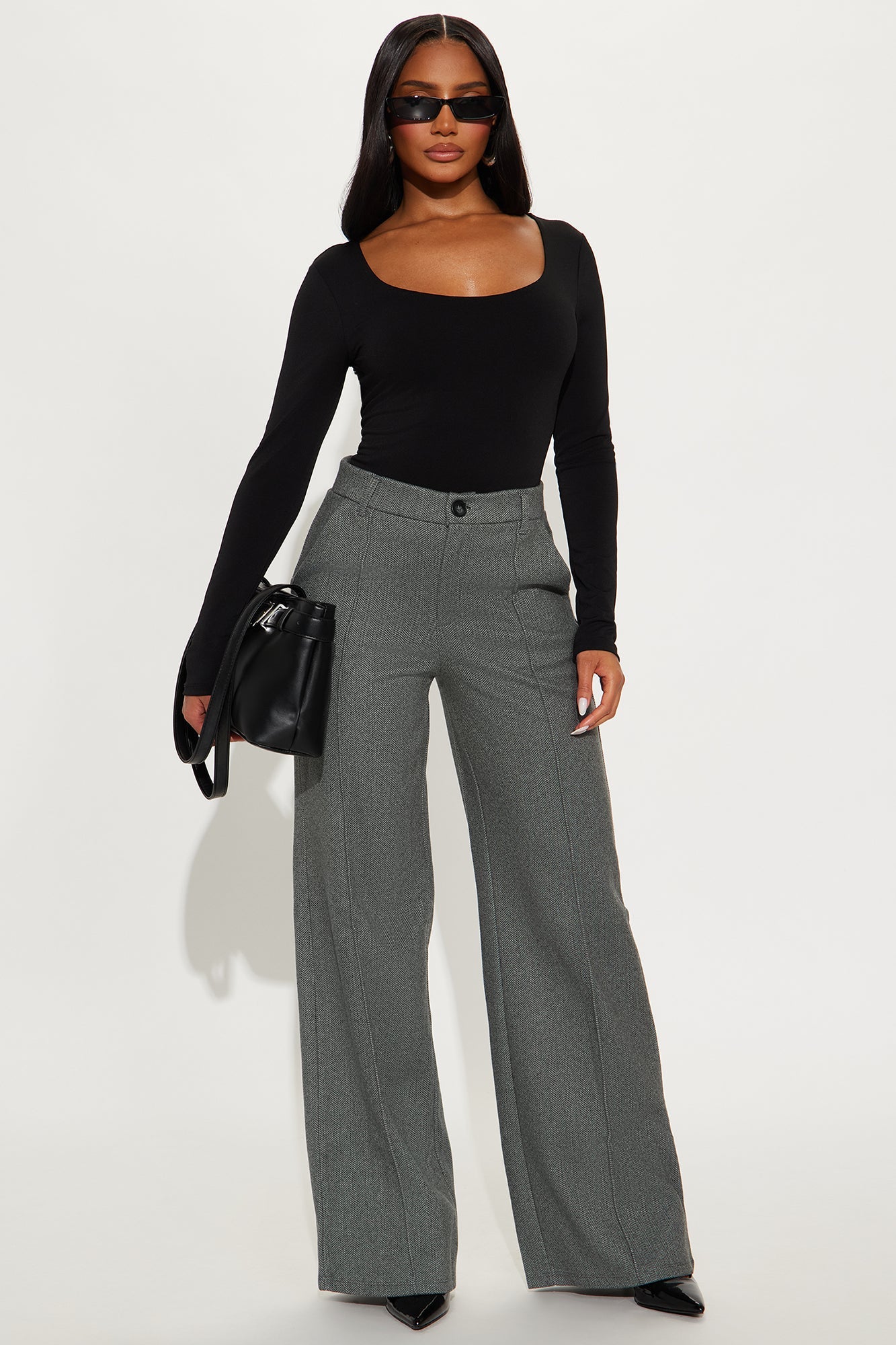 Marlena High Rise Wide Leg Pant 33 - Charcoal