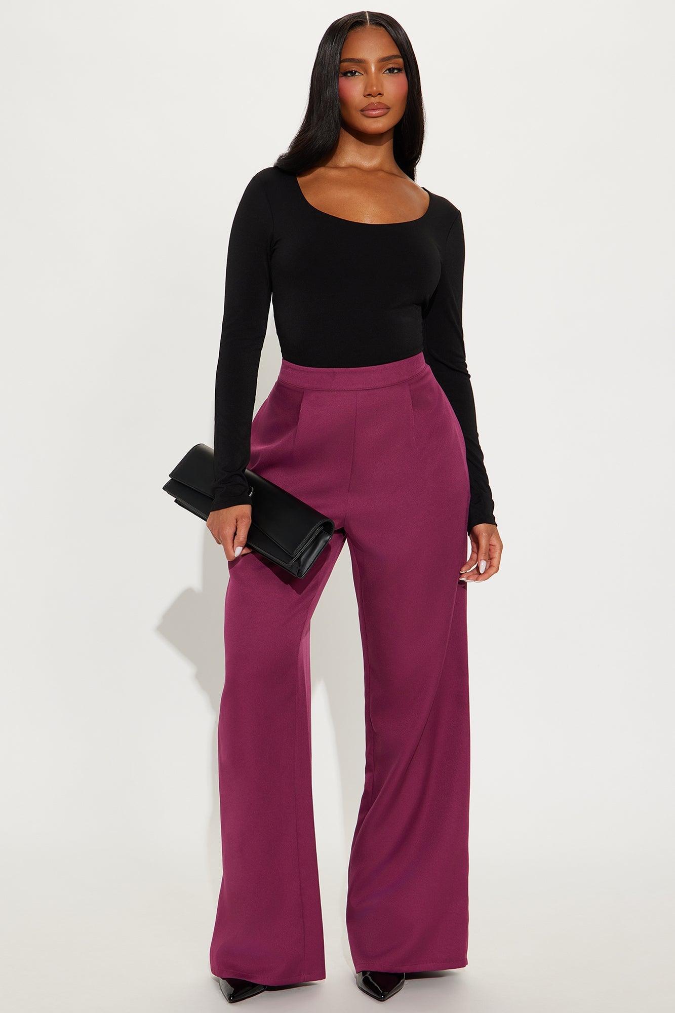 Rumor Has It Crepe Woven Wide Leg Pant 32 - Raspberry