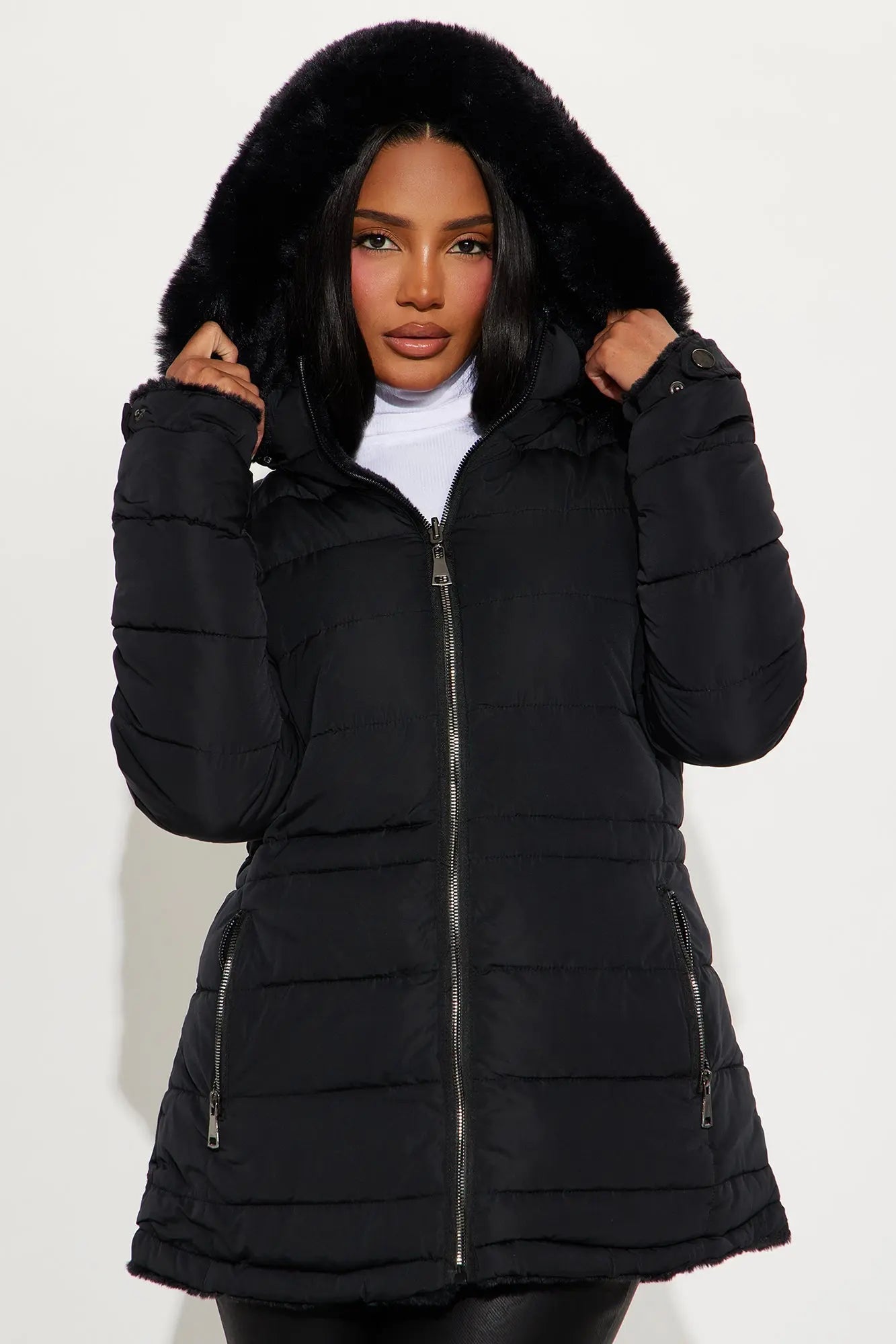 Fireplace Cozy Reversible Puffer Jacket - Black
