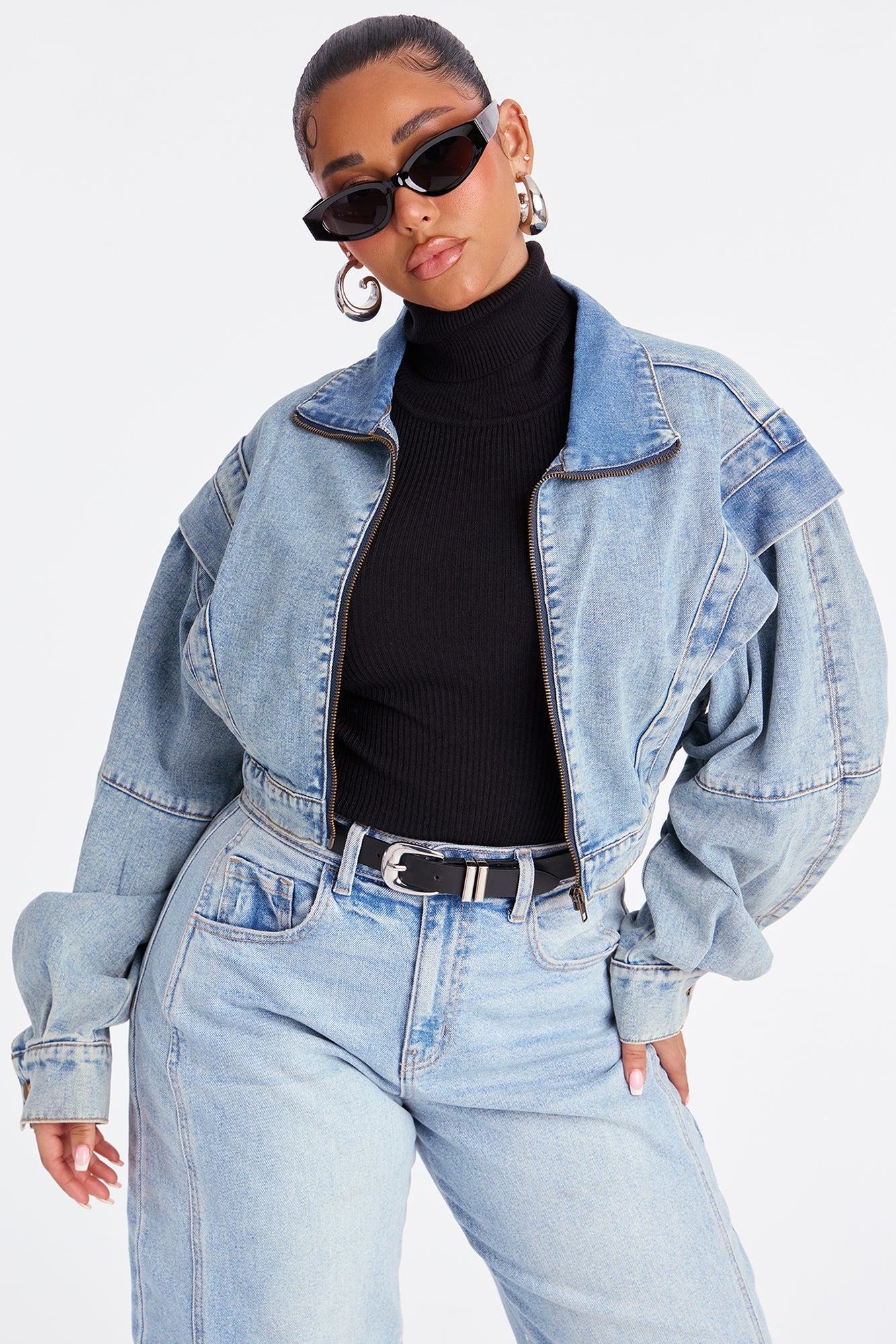 Isabelle Denim Bomber Jacket - Vintage Wash