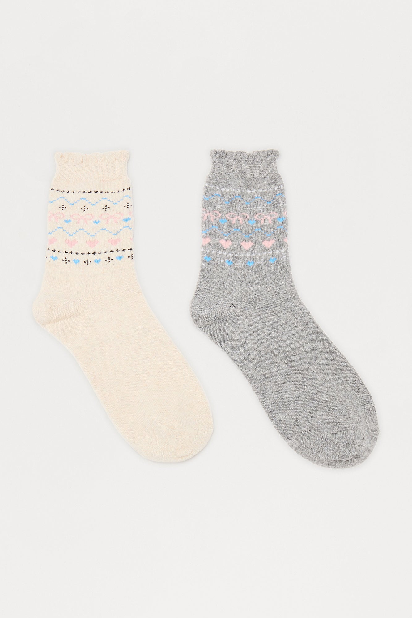 Cozy Girl Feels 2 Pack Socks - Grey/combo