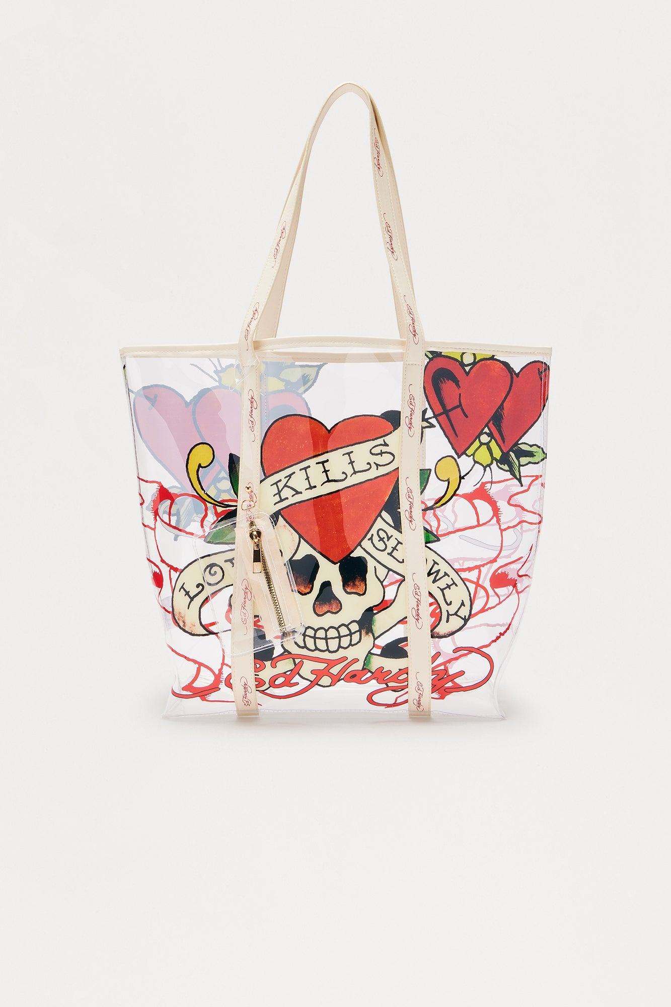 Ed Hardy Love Still Kills Clear Tote Bag - White/combo