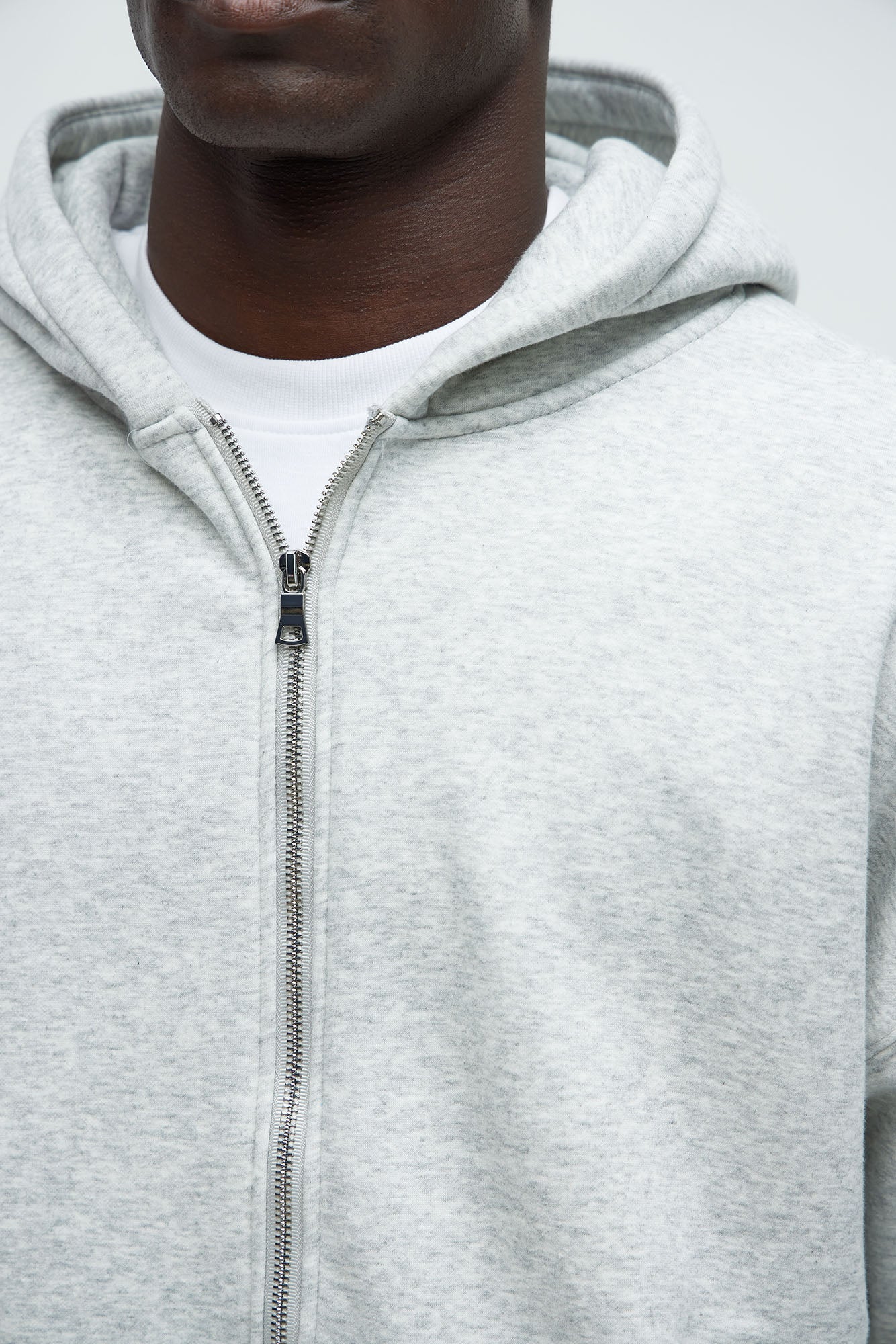 Tyson Oversized Heavyweight Zip Up - Heather Grey