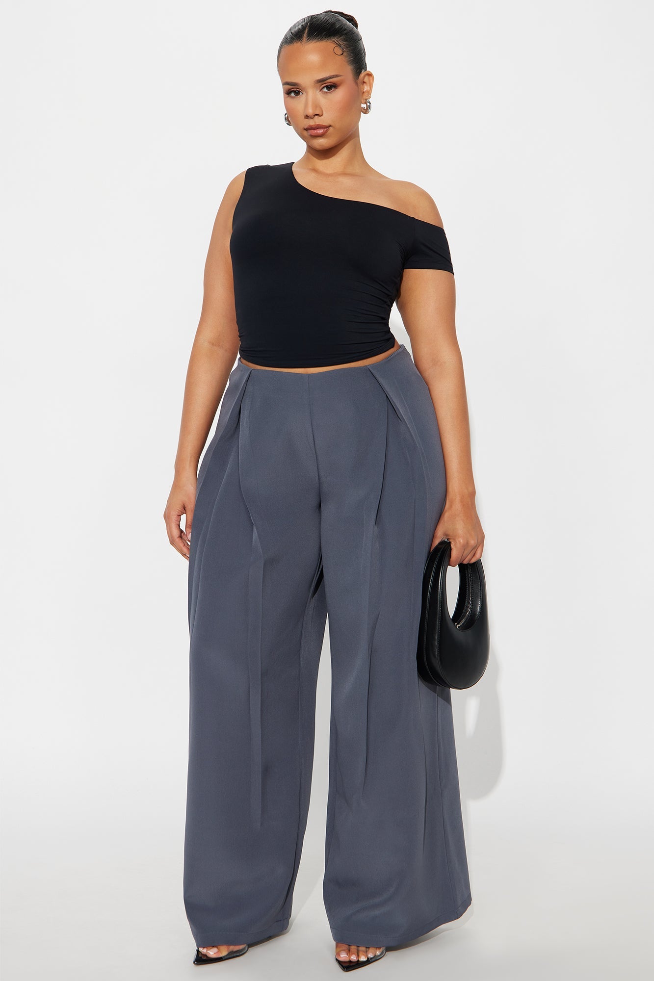 Eyes Set On You Pleated Wide LegTrouser Pant 33 - Charcoal