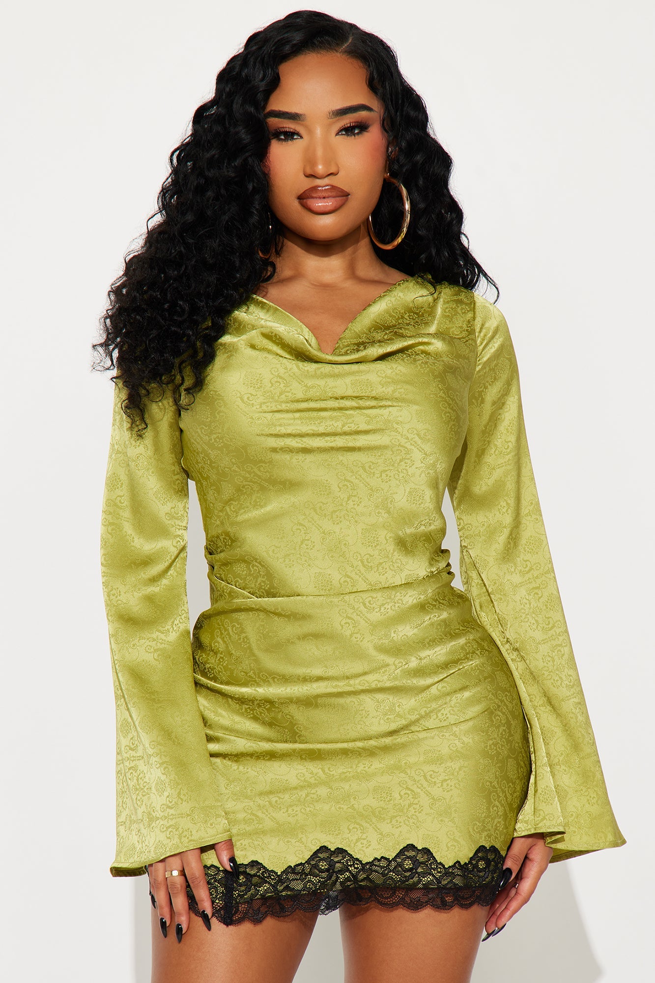 Tall Heading Out Satin Mini Dress - Sage