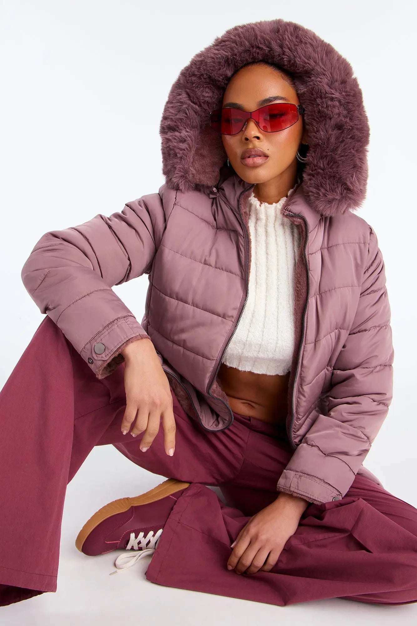 Fireplace Cozy Reversible Puffer Jacket - Plum