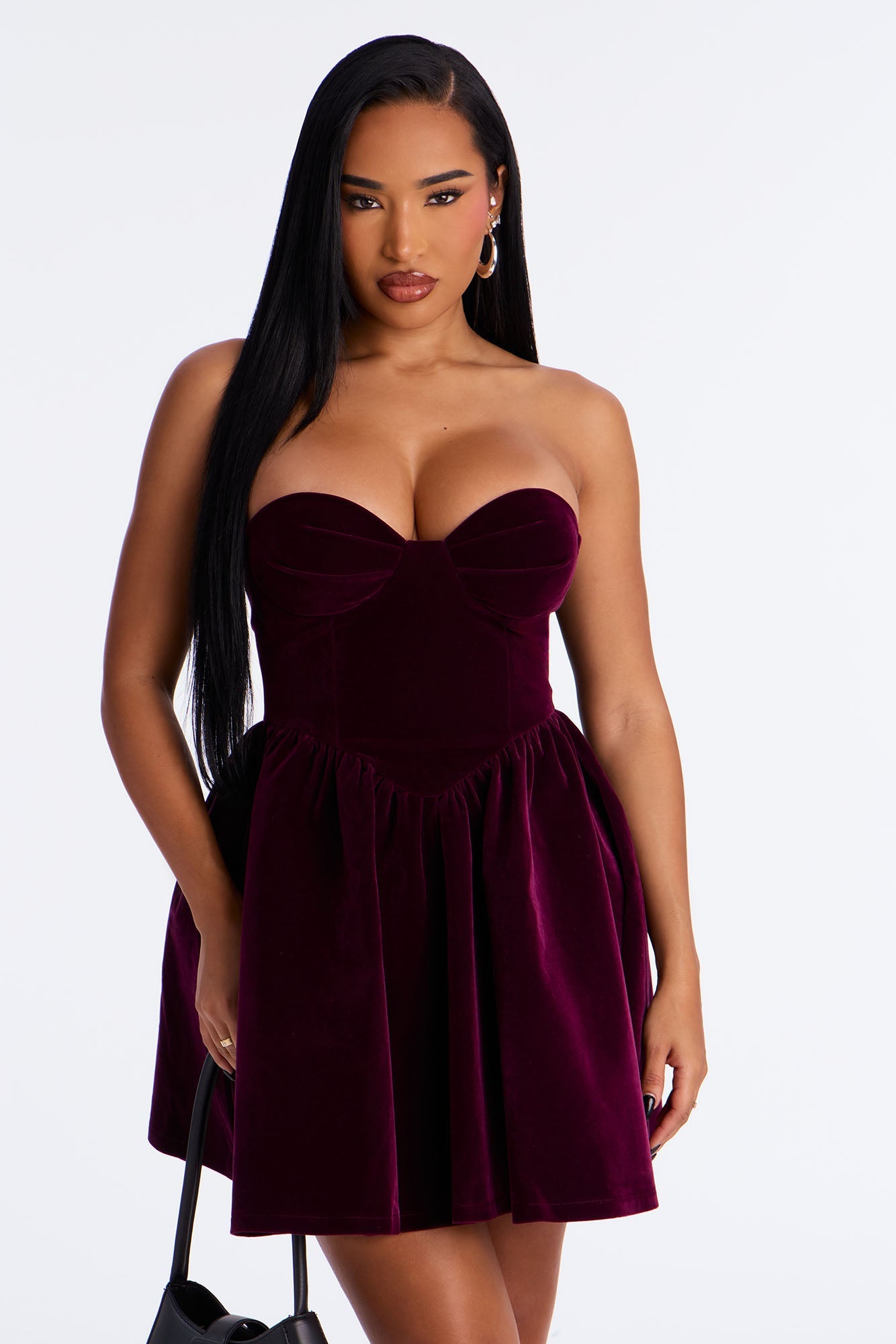 Joyce Velvet Mini Dress - Plum