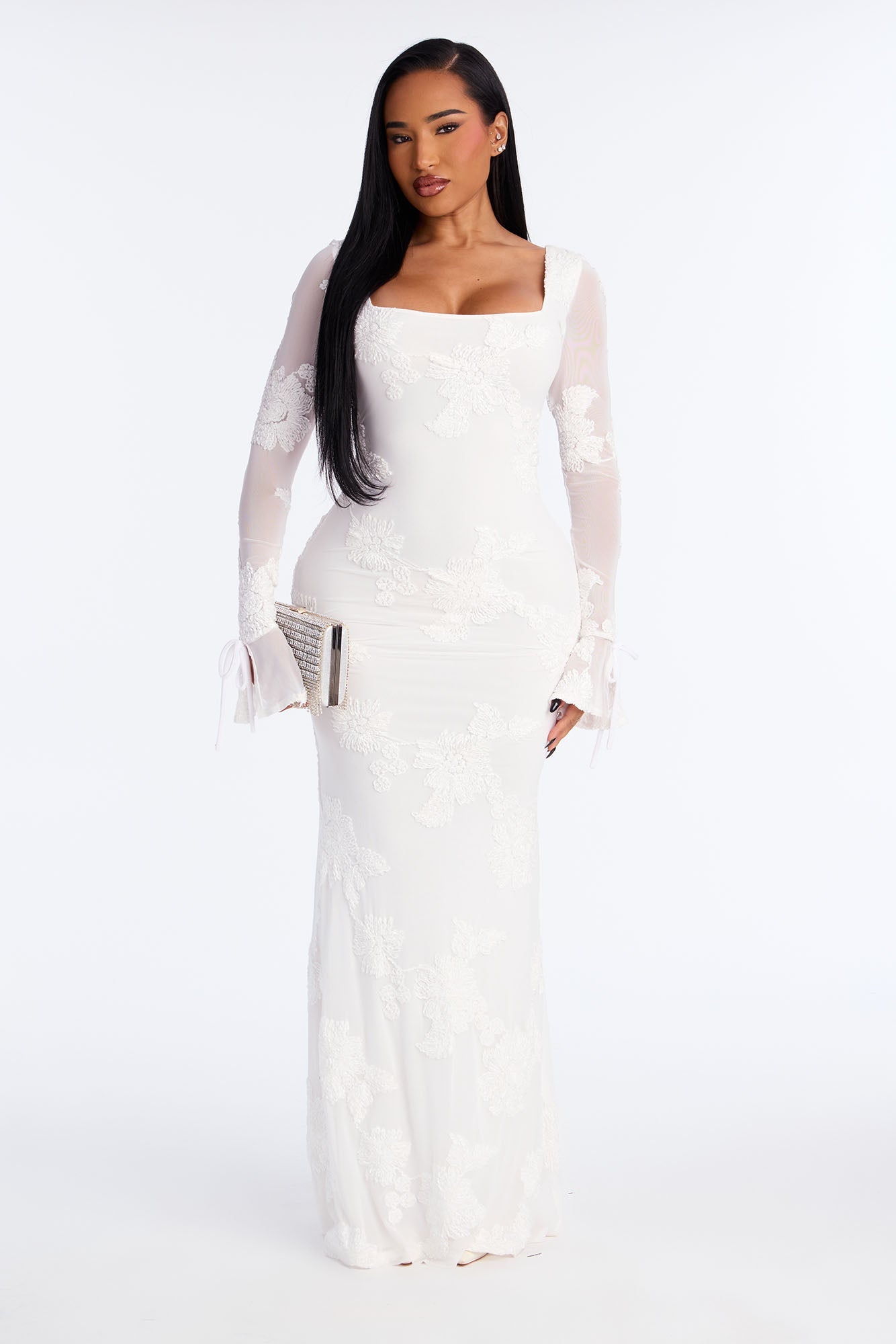 Still Obsessed Mesh Maxi Dress - White