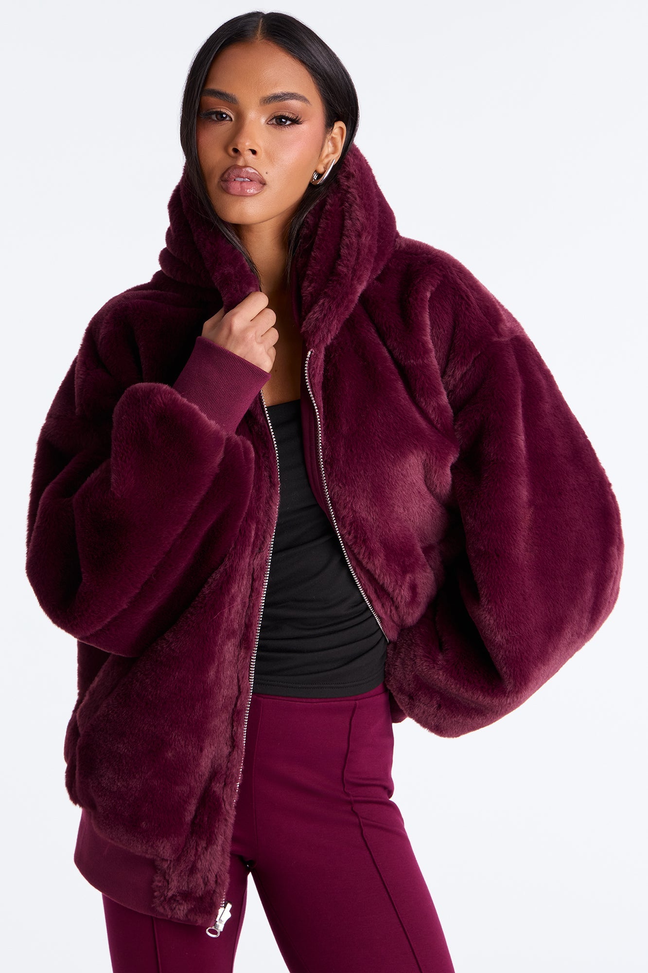 Kimmy Reversible Bomber Jacket - Burgundy