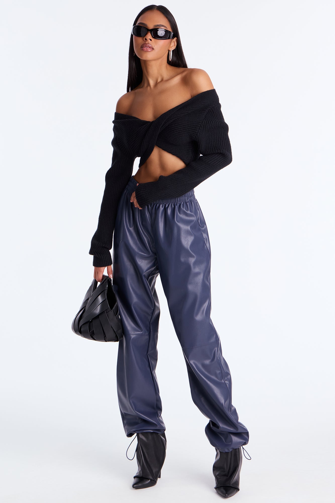 Dana Faux Leather Jogger Pant - Teal