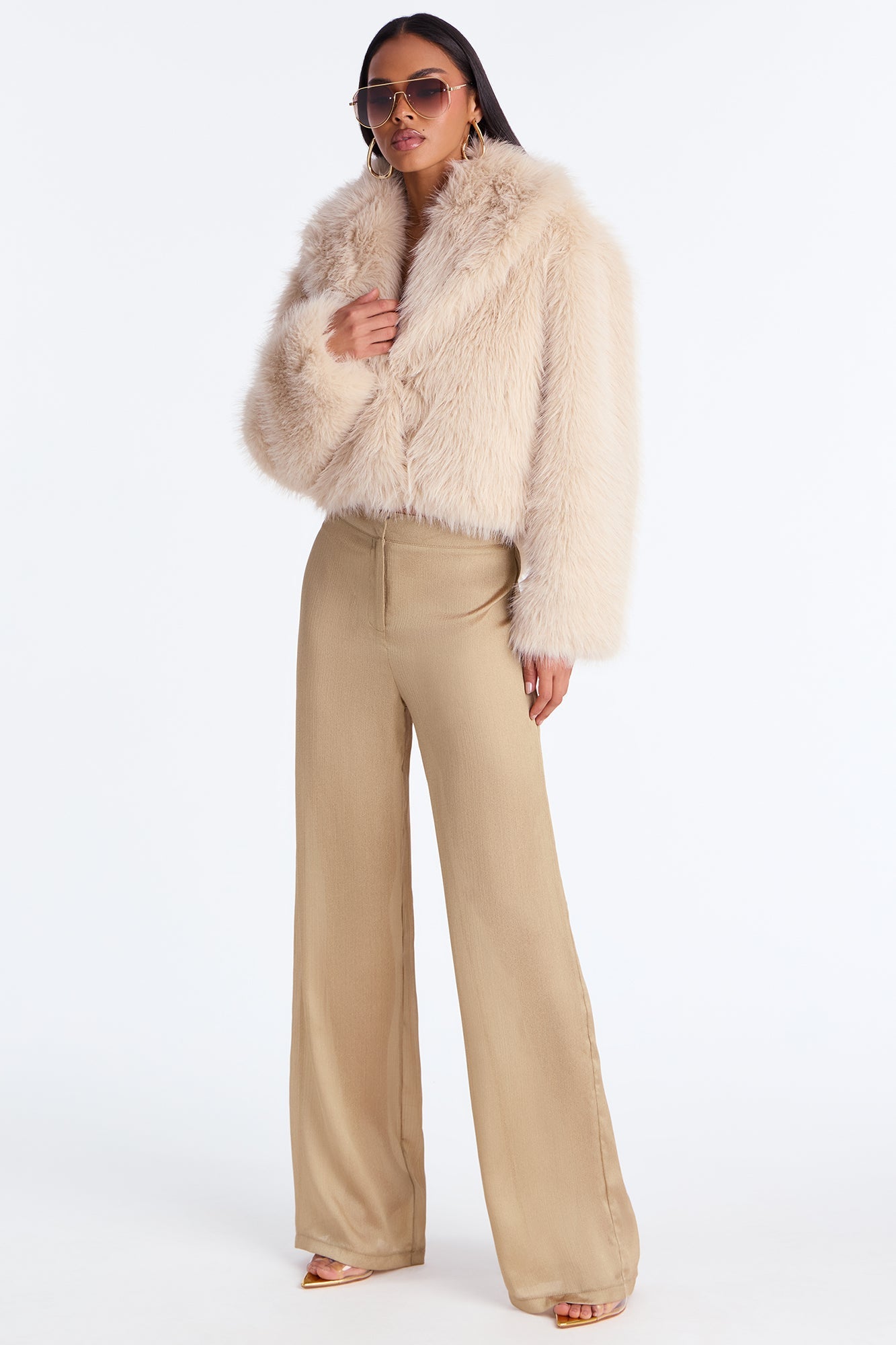 Iconic Scene Low Rise Shimmer Wide Leg Pant 33 - Gold