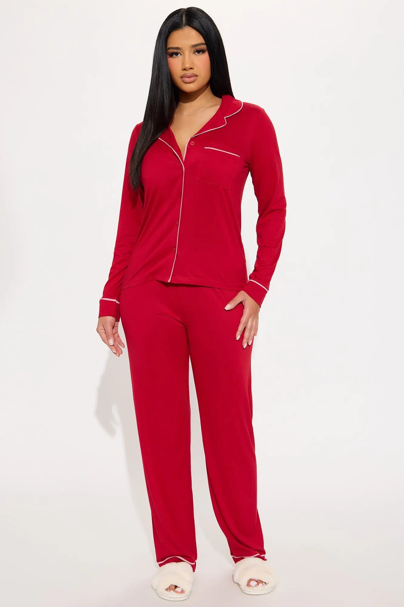In The Morning PJ Pant Set - DarkRed