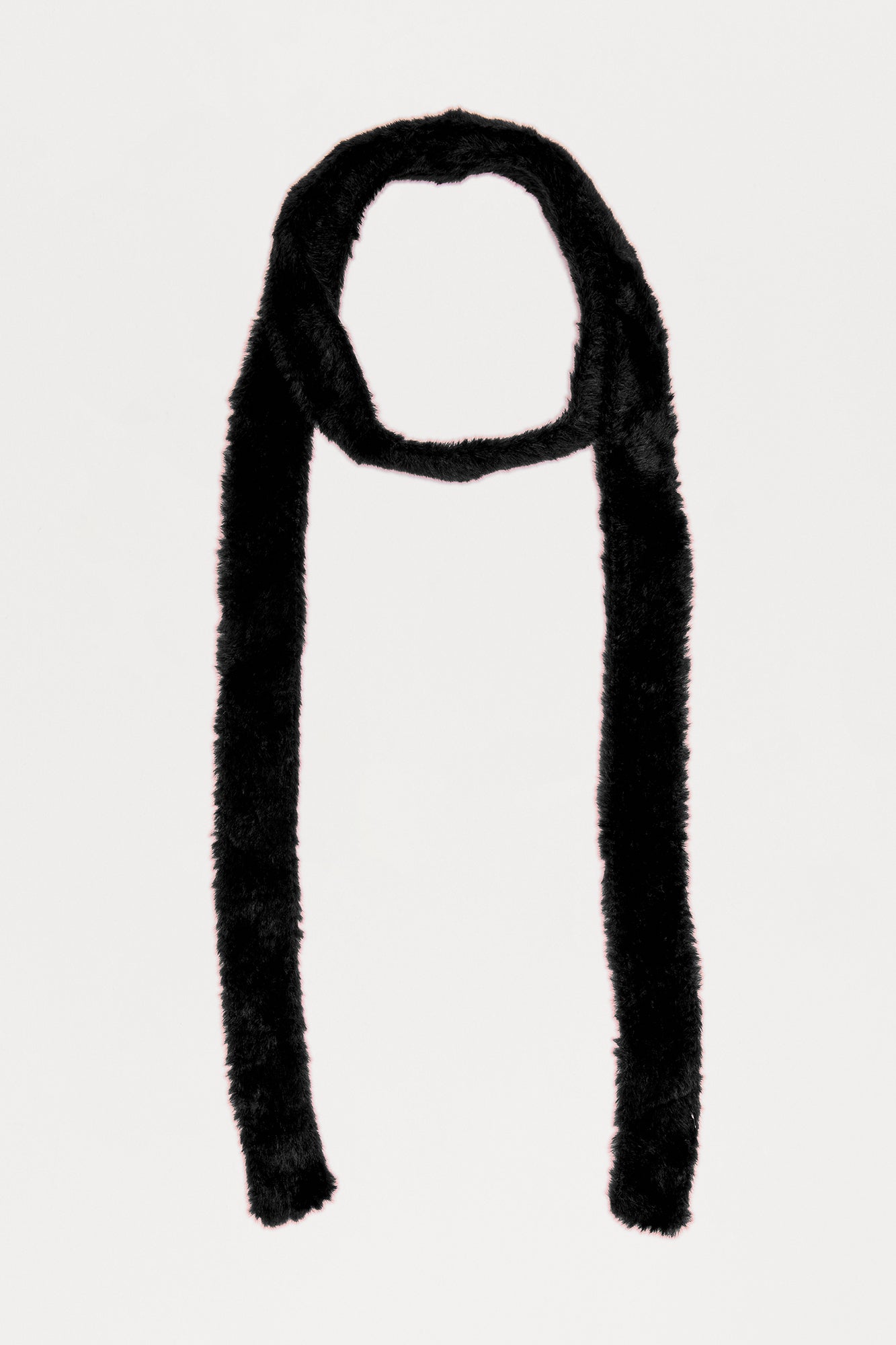 Autumn Time Faux Fur Skinny Scarf - Black