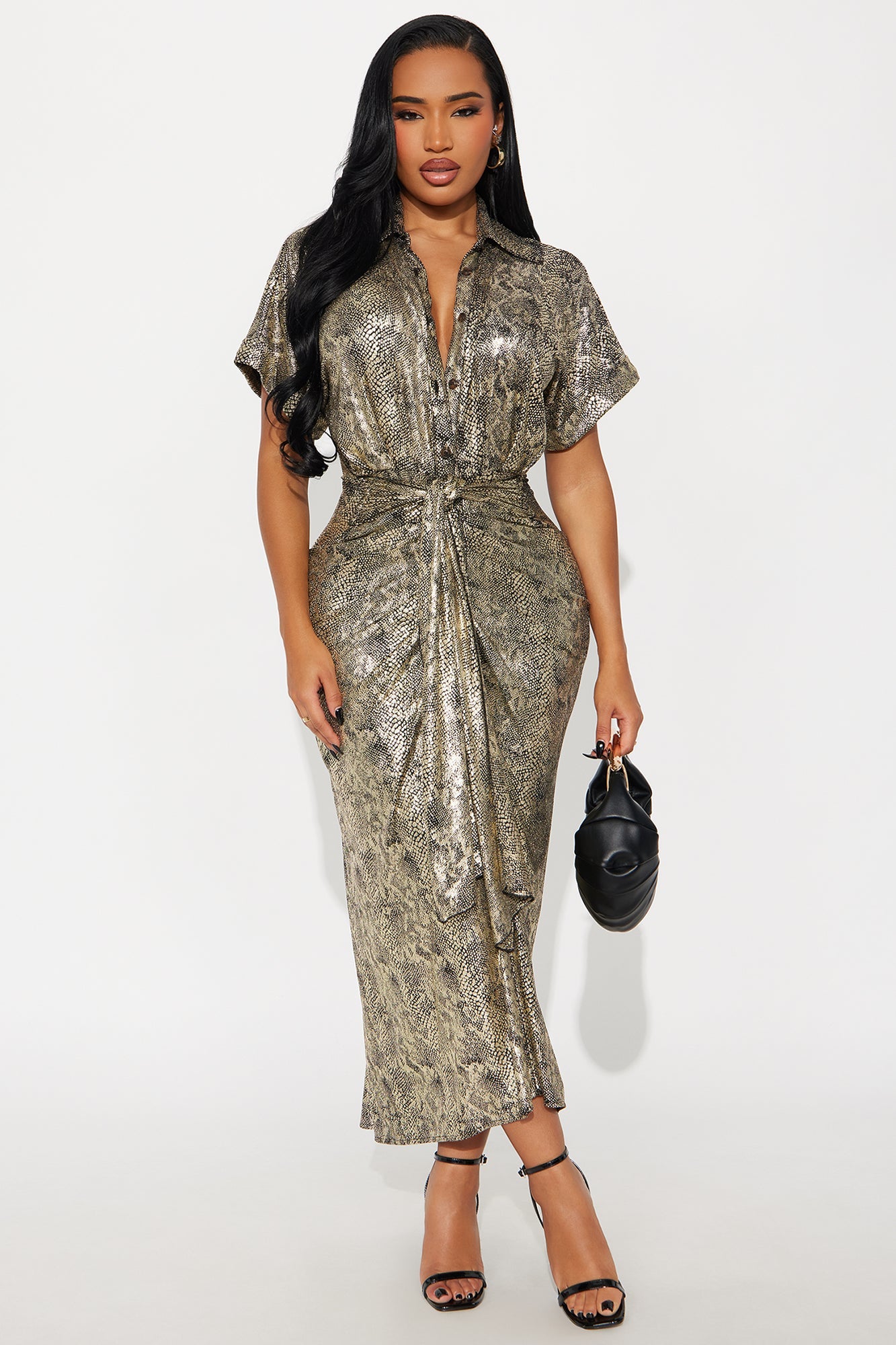 Bite Boss Snake Print Maxi Dress - Black/combo