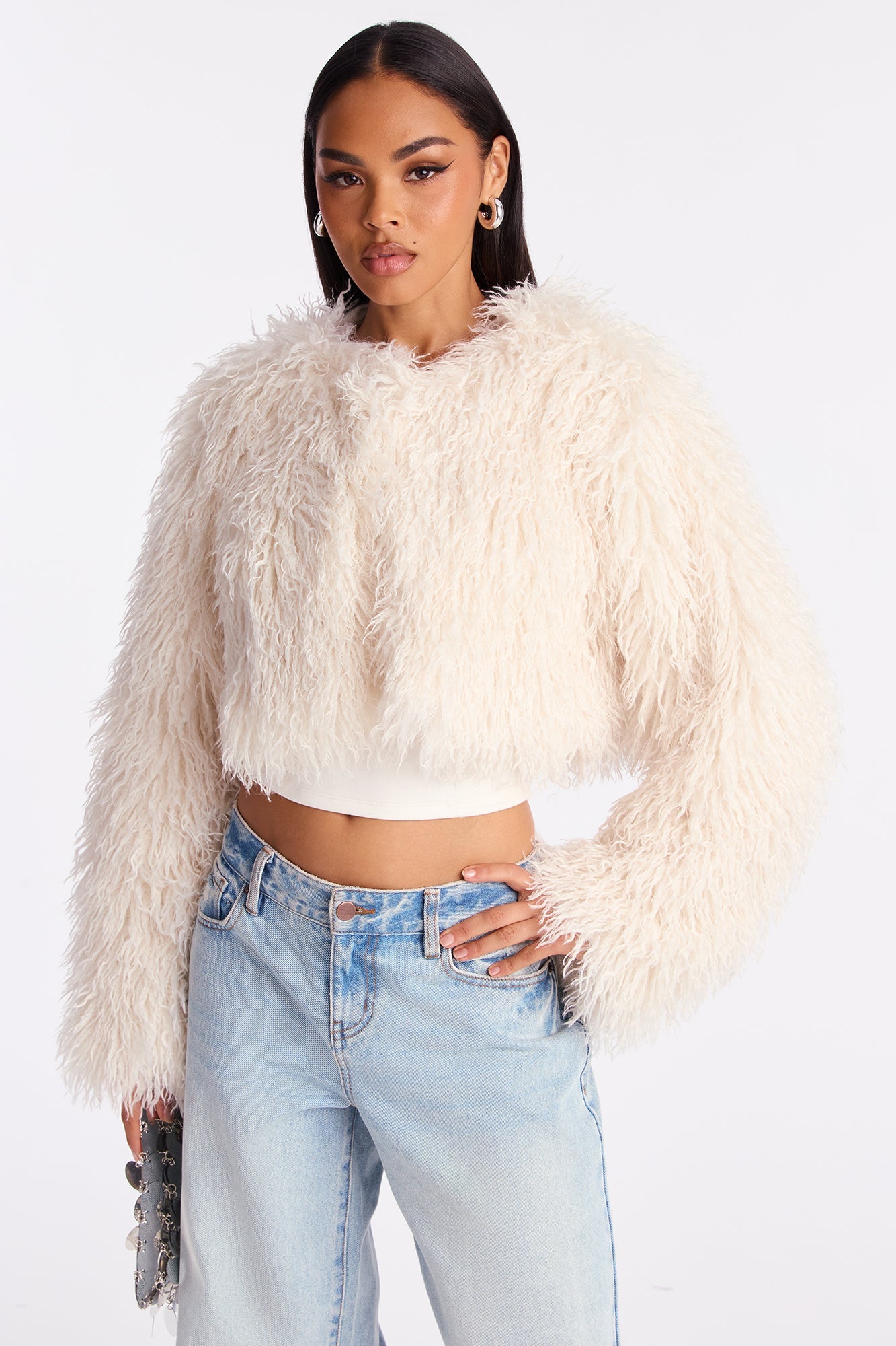 Sydney Faux Fur Coat - Ivory
