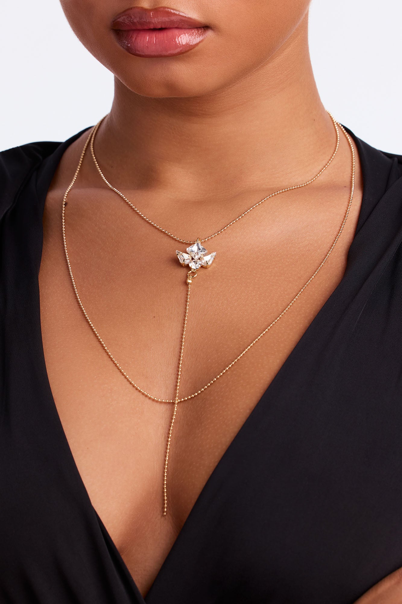 Moving With Ease Lariat Necklace - Gold