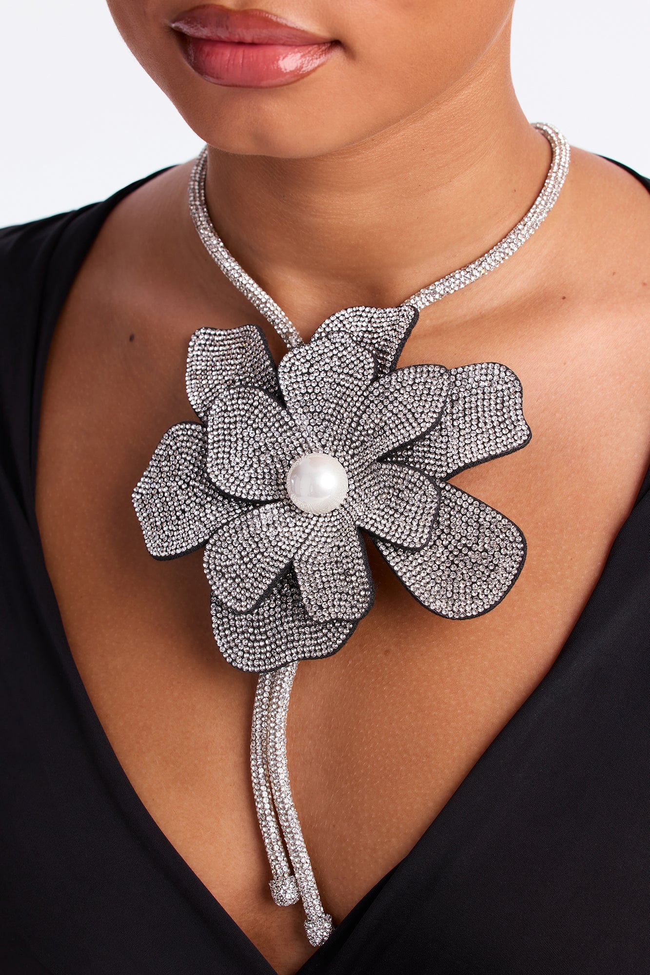 Magic Orchid Lariat Necklace - Silver