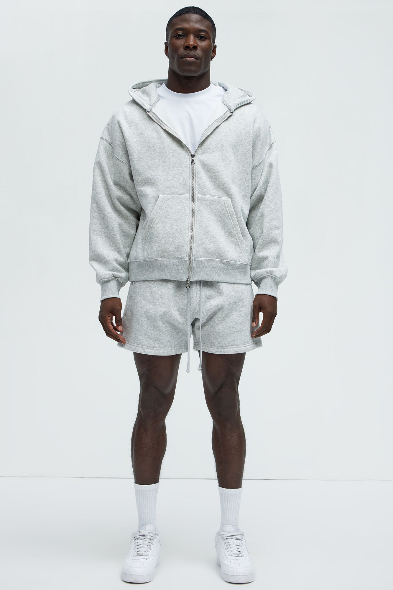 Tyson Oversized Heavyweight Zip Up - Heather Grey