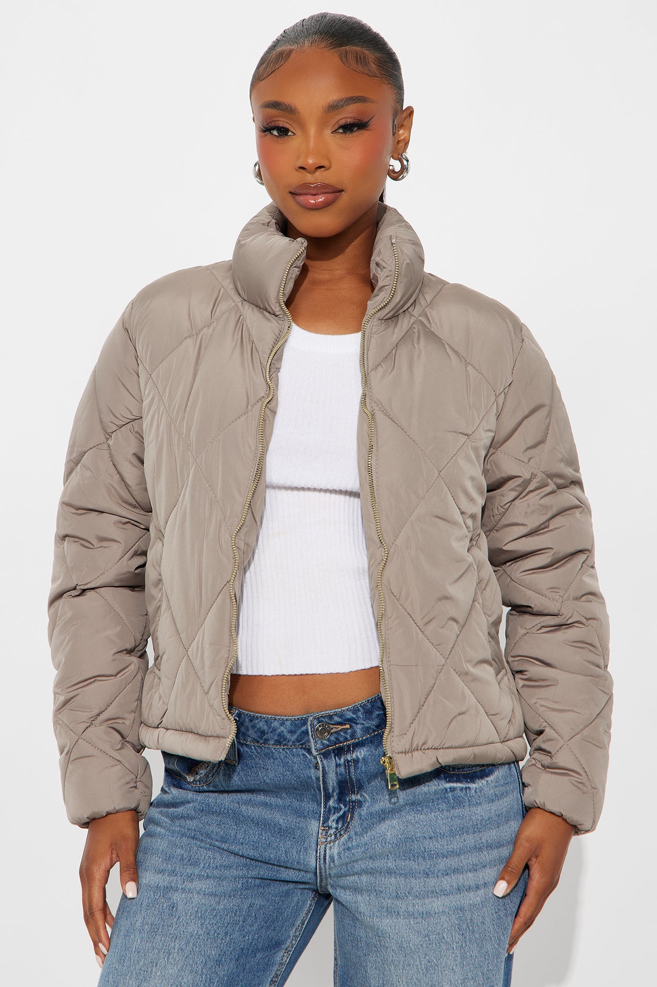 Fireside Talks Quilted Puffer - Khaki
