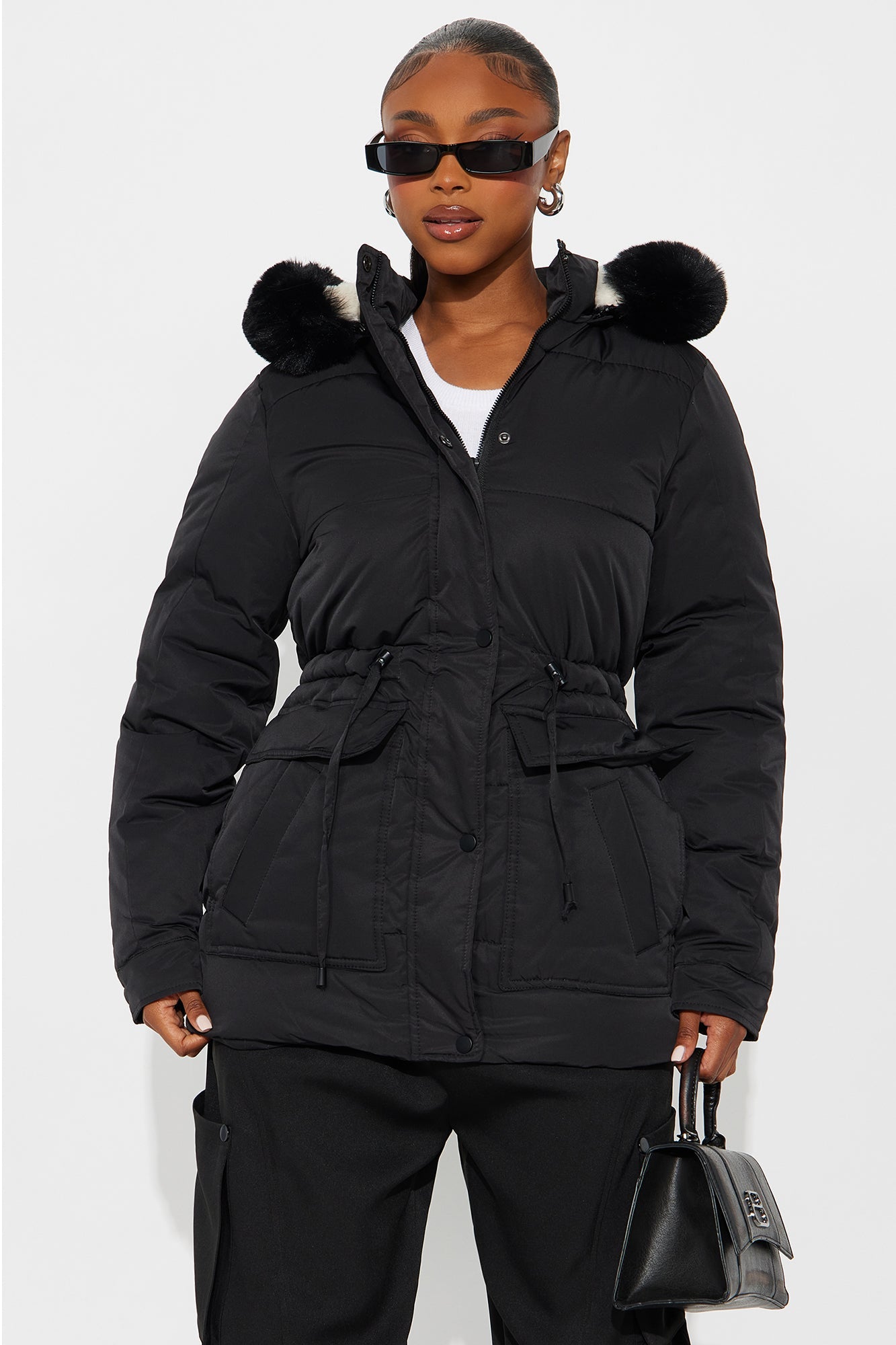 Ice Queen Hooded Puffer Jacket - Black