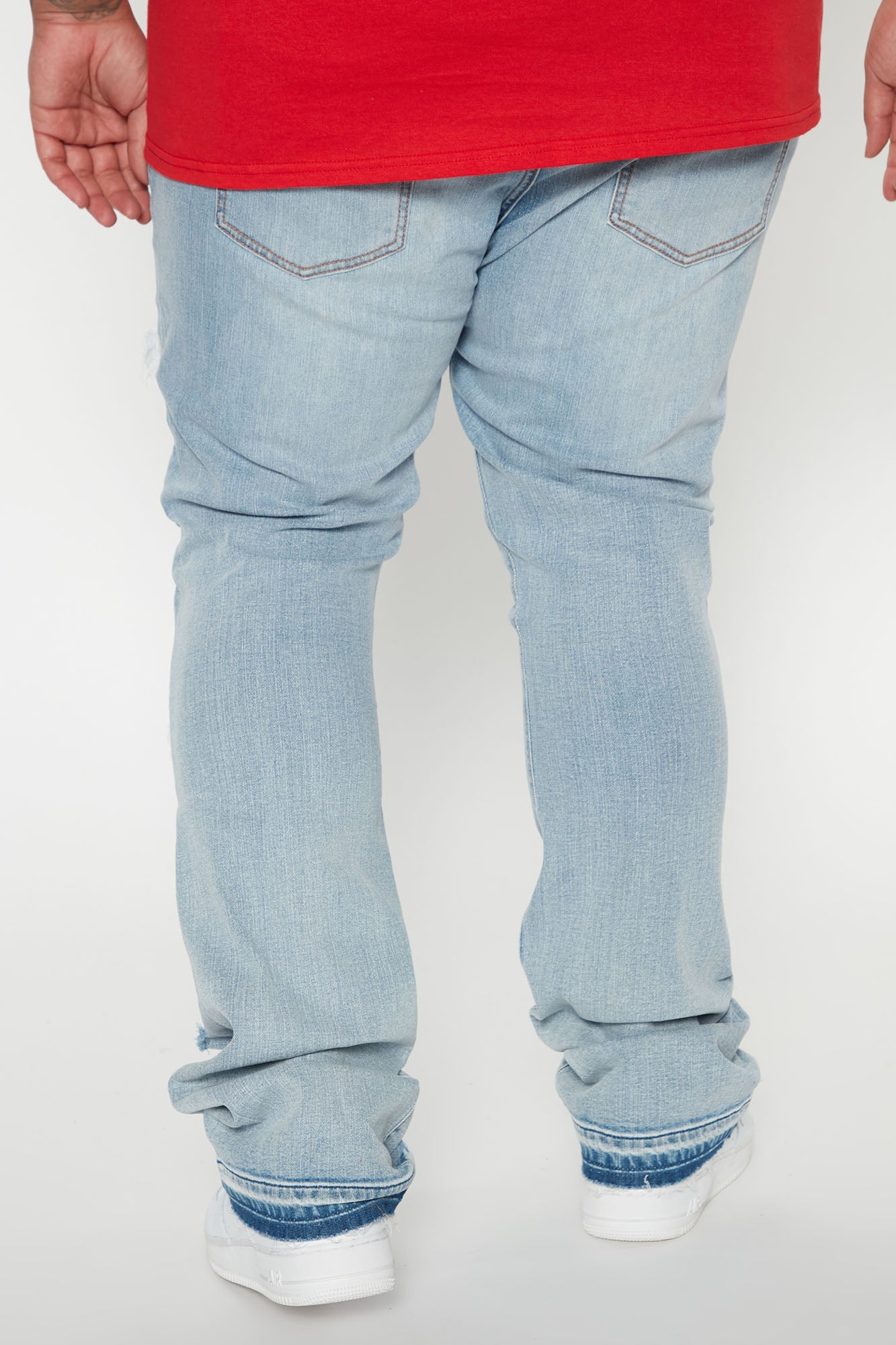 Through It Ripped Skinny Flared Jeans - Vintage Blue Wash
