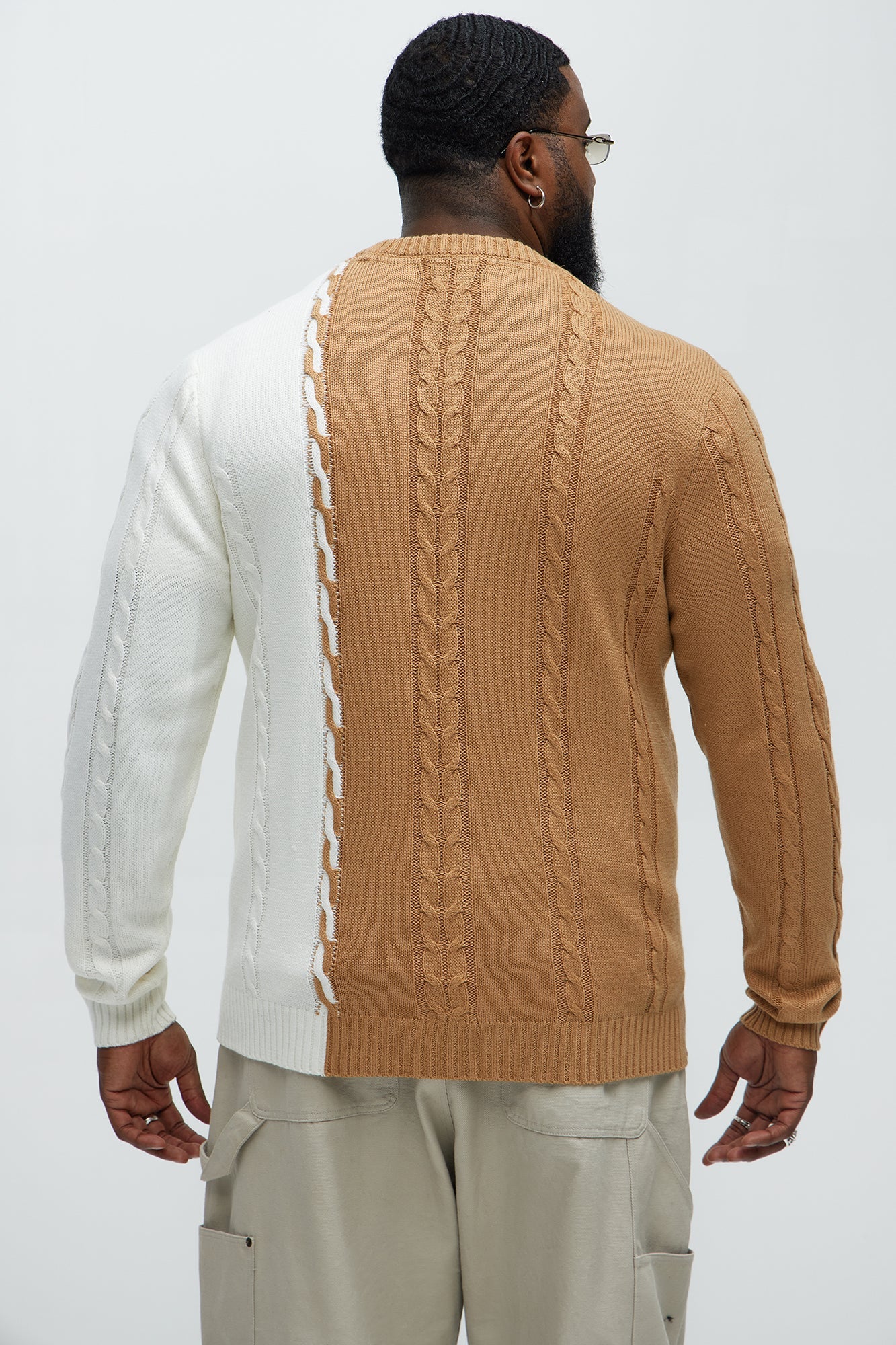 Cody Cable Knit Sweater - Camel/combo