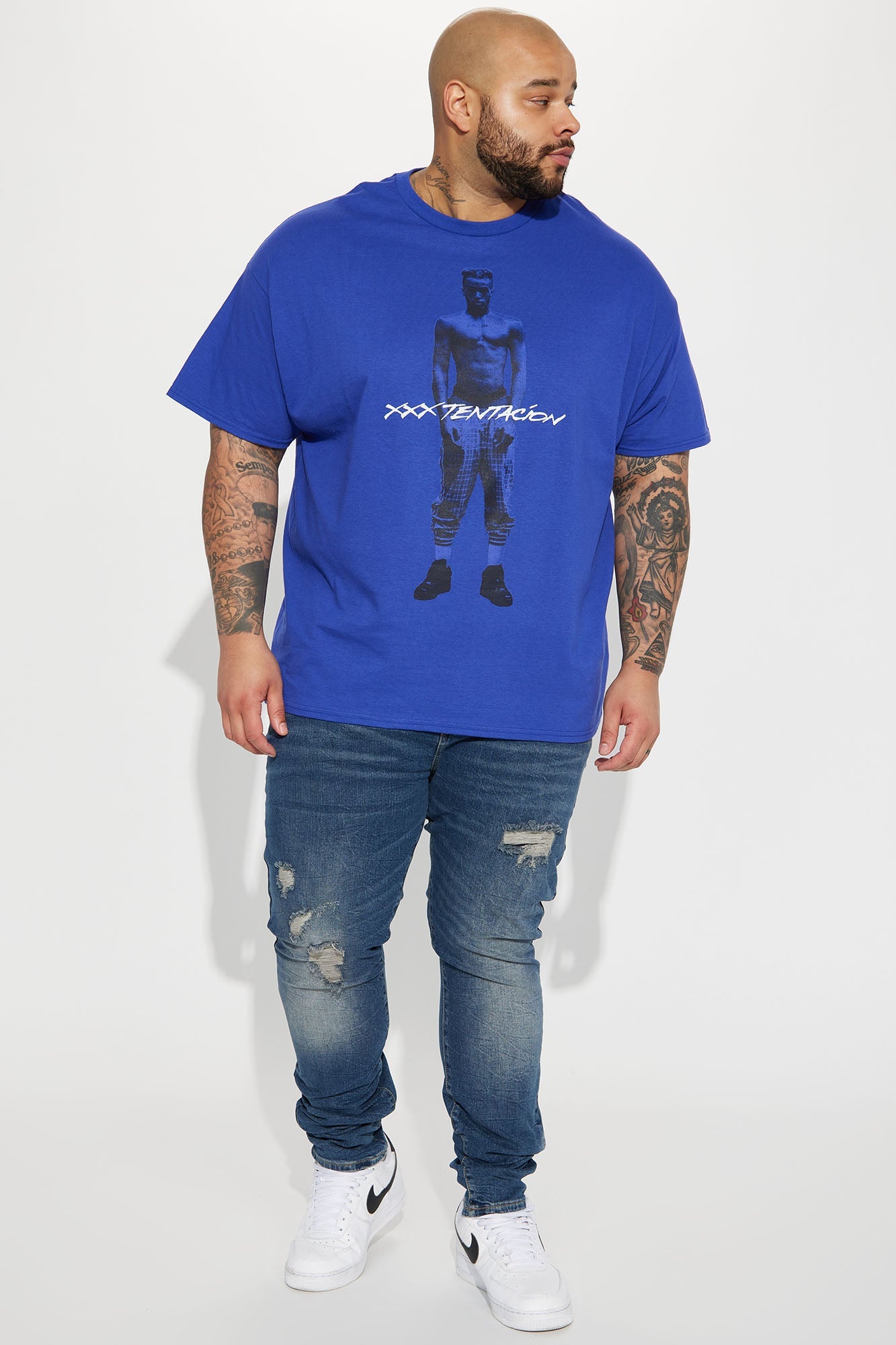 Primary Distressed Stacked Skinny Jeans - Dark Wash