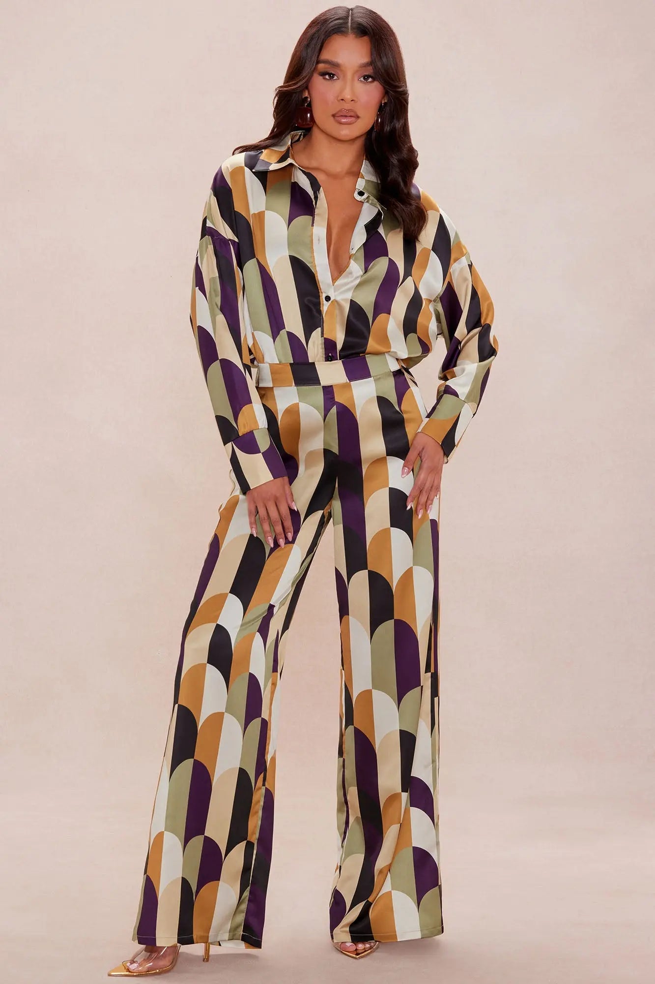 Wren Satin Bodysuit Pant Set - Multi Color